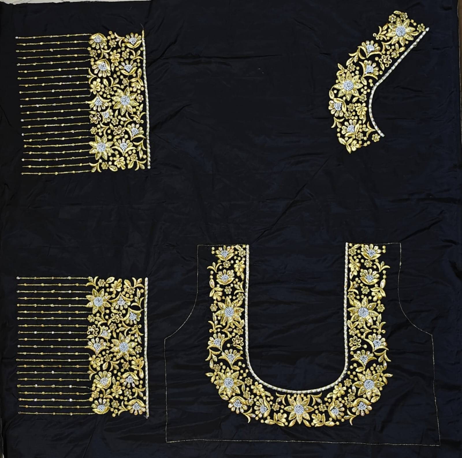 The White Rabbit Cotton Unstitched Unstitched Women's Blouse ( Black )     			The White Rabbit Cotton Unstitched Unstitched Women's Blouse ( Black )