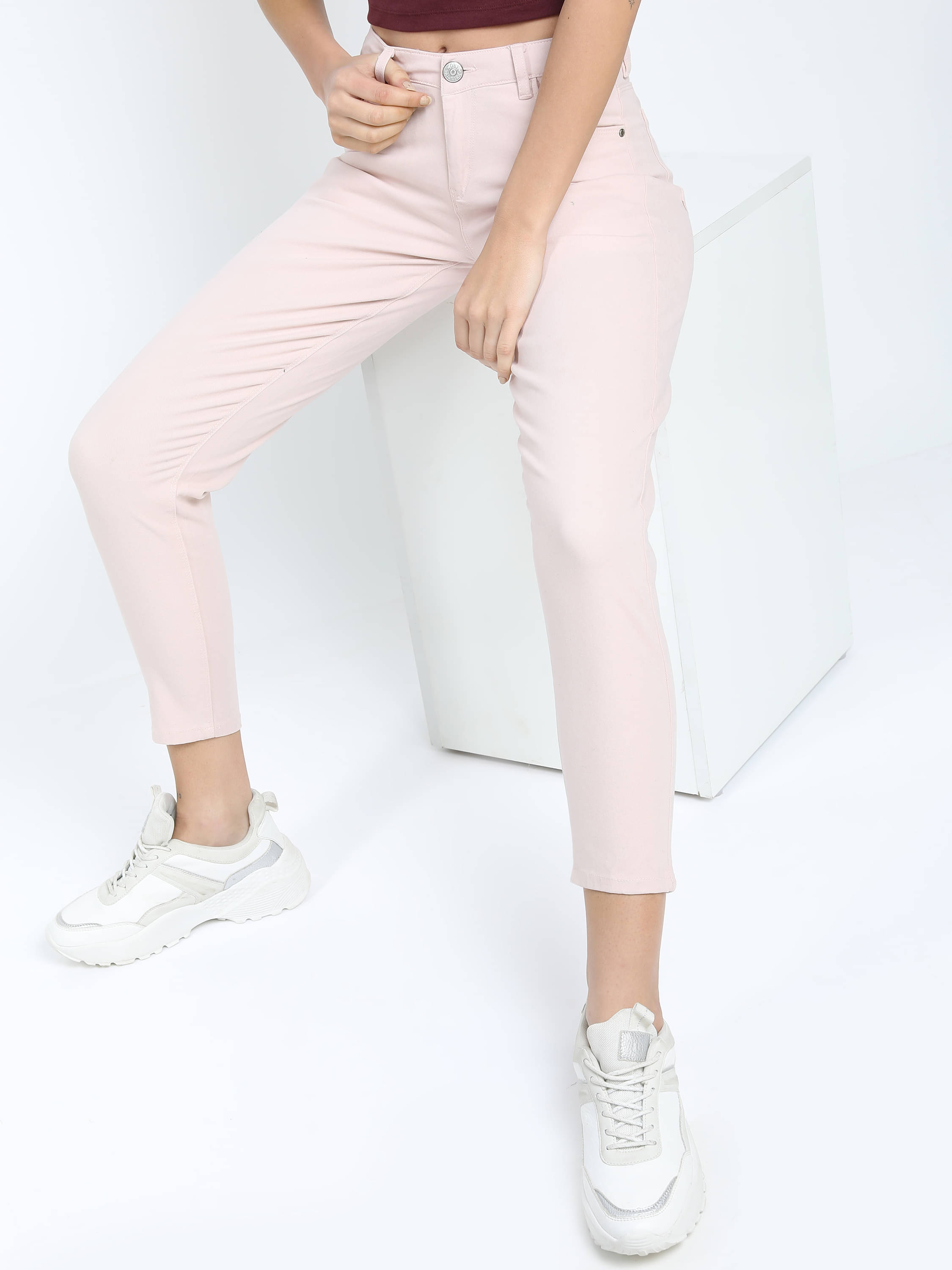     			Tokyo Talkies Women Cotton Blend Casual Trousers ( Pink )