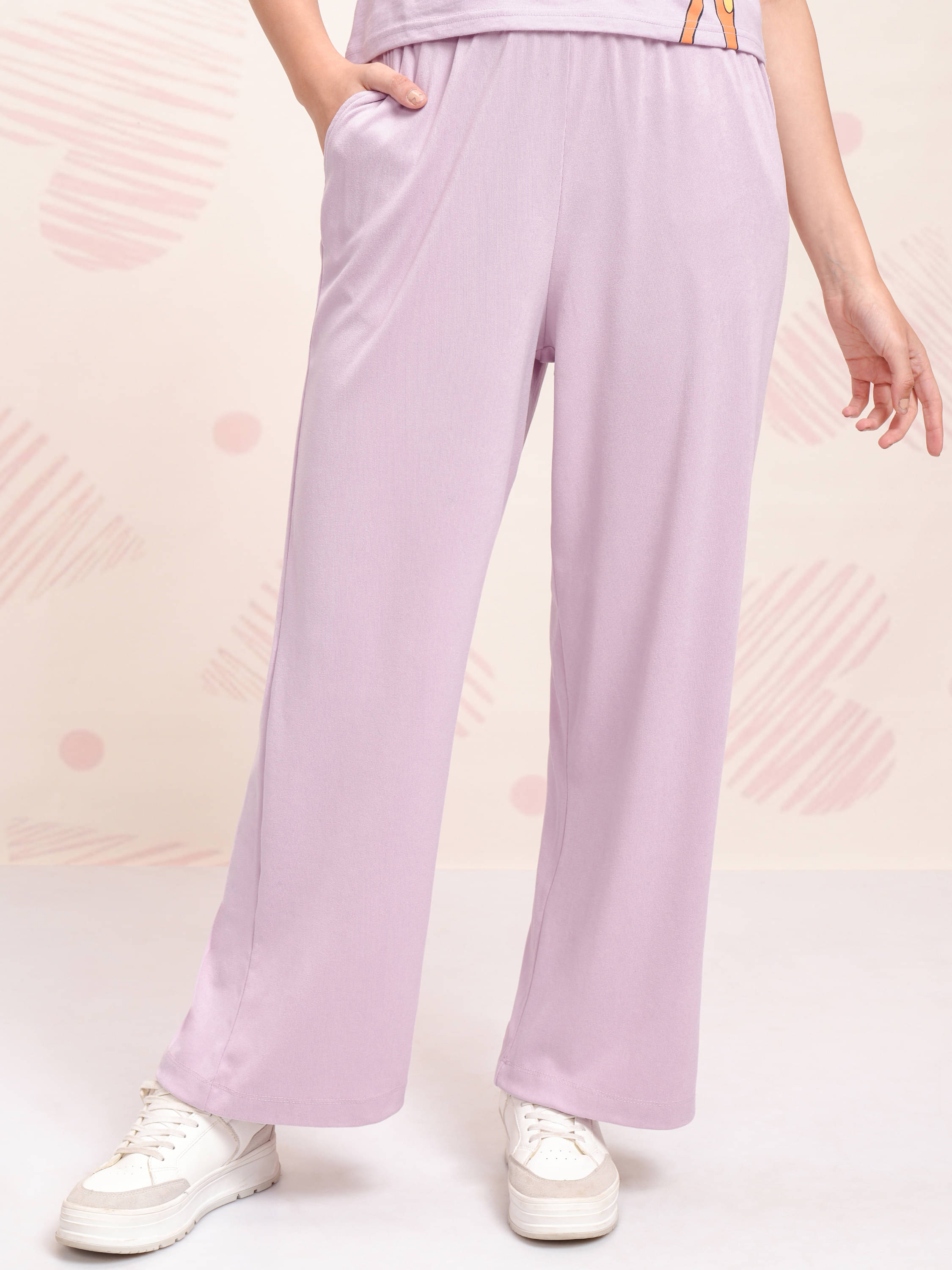     			Tokyo Talkies Women Cotton Blend Casual Trousers ( Purple )