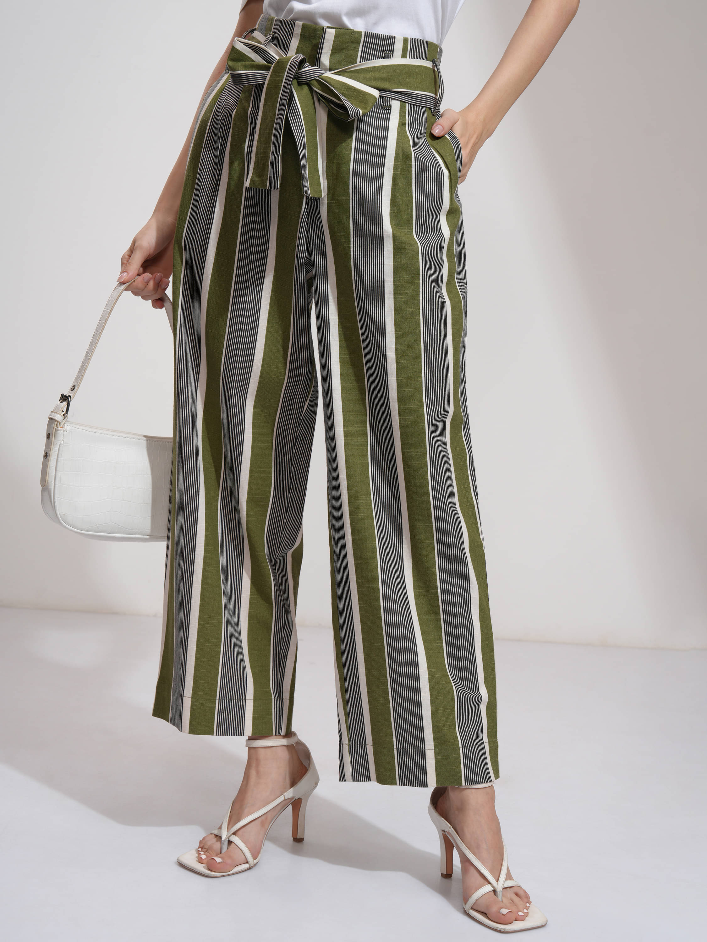     			Tokyo Talkies Women Cotton Blend Wide Leg Trousers ( Multicolor )