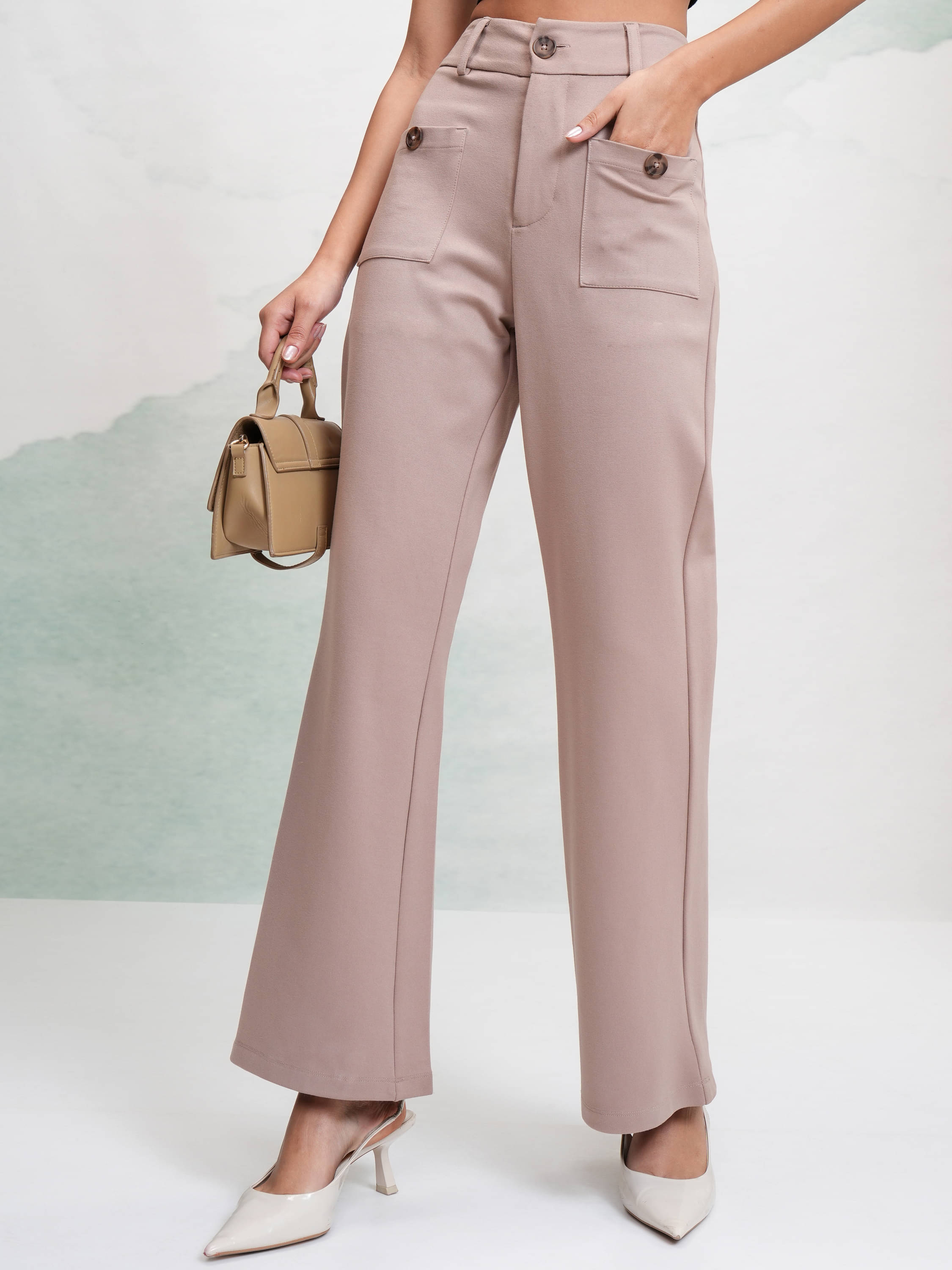     			Tokyo Talkies Women Cotton Blend Casual Trousers ( Brown )