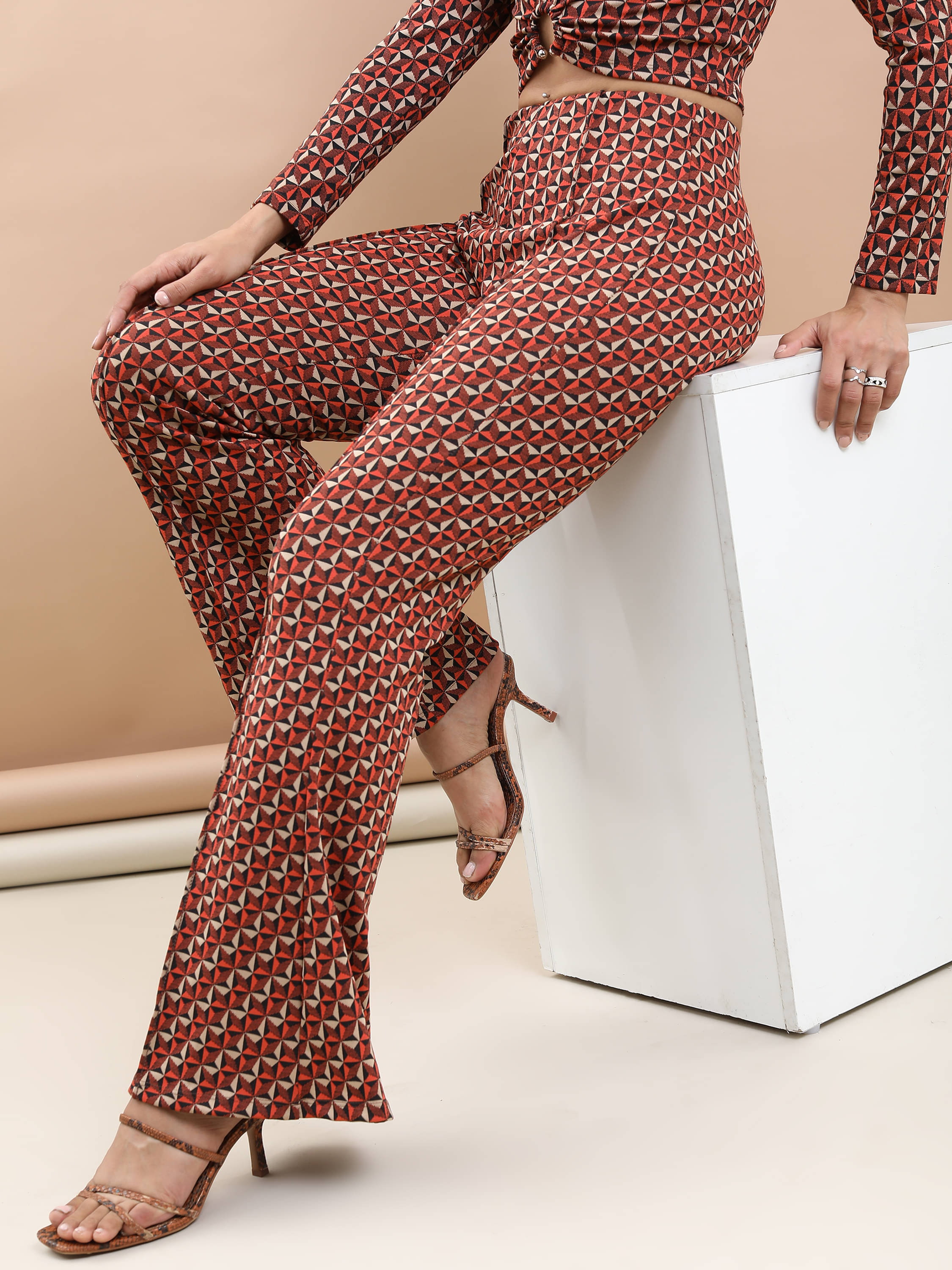     			Tokyo Talkies Women Cotton Blend Wide Leg Trousers ( Brown )