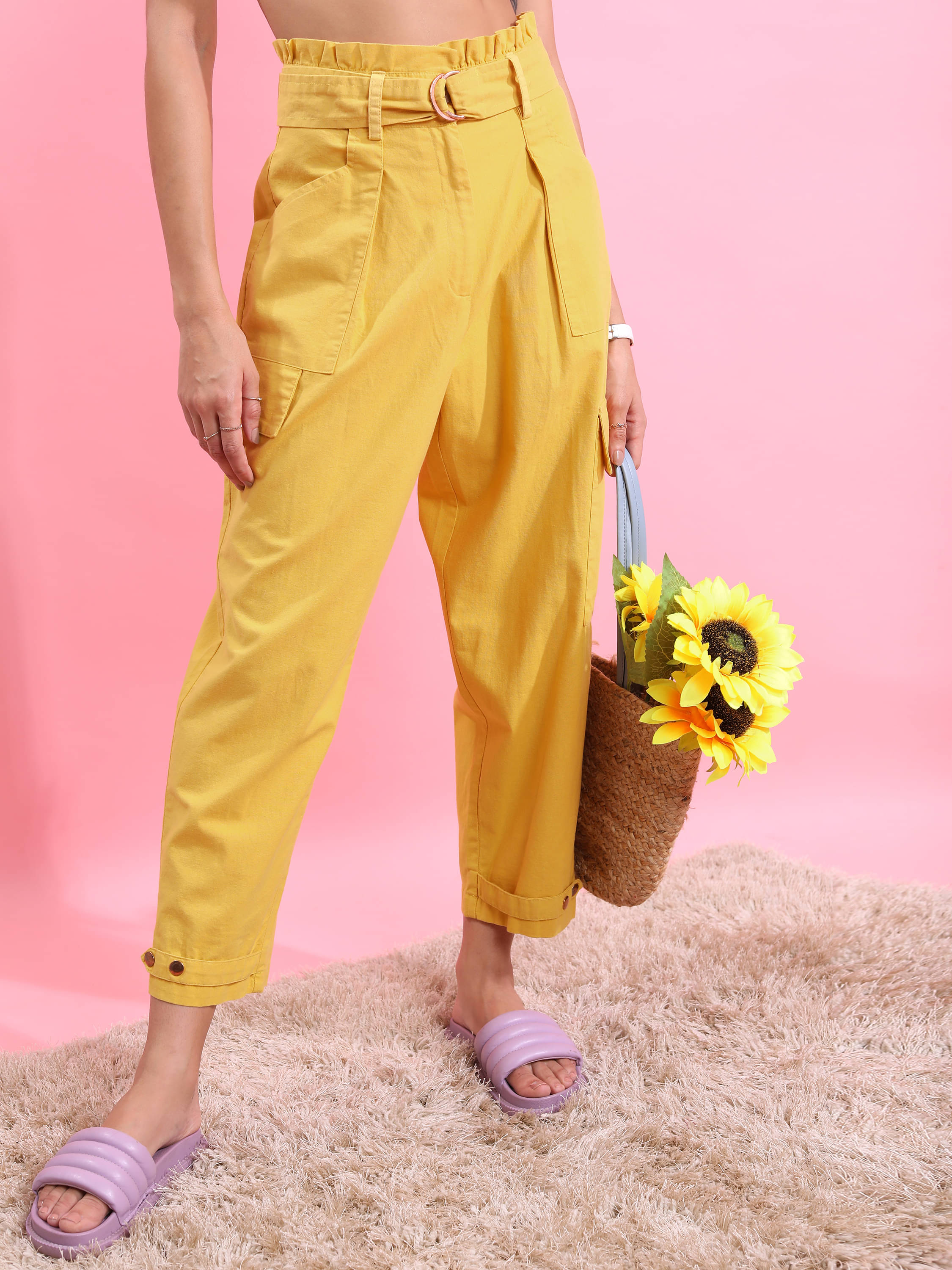     			Tokyo Talkies Women Cotton Cargos Trousers ( Yellow )