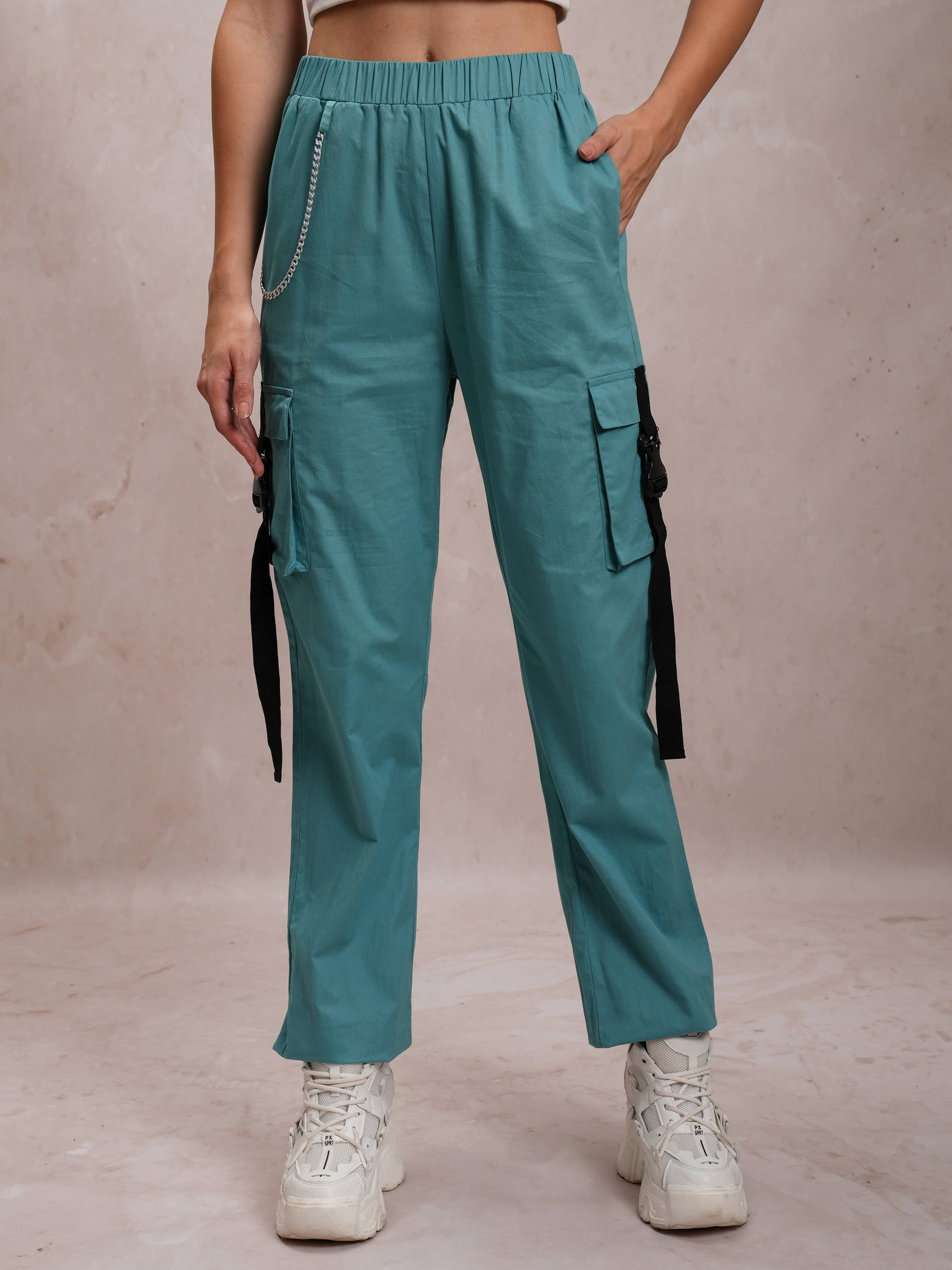     			Tokyo Talkies Women Cotton Cargos Trousers ( Sea Green )