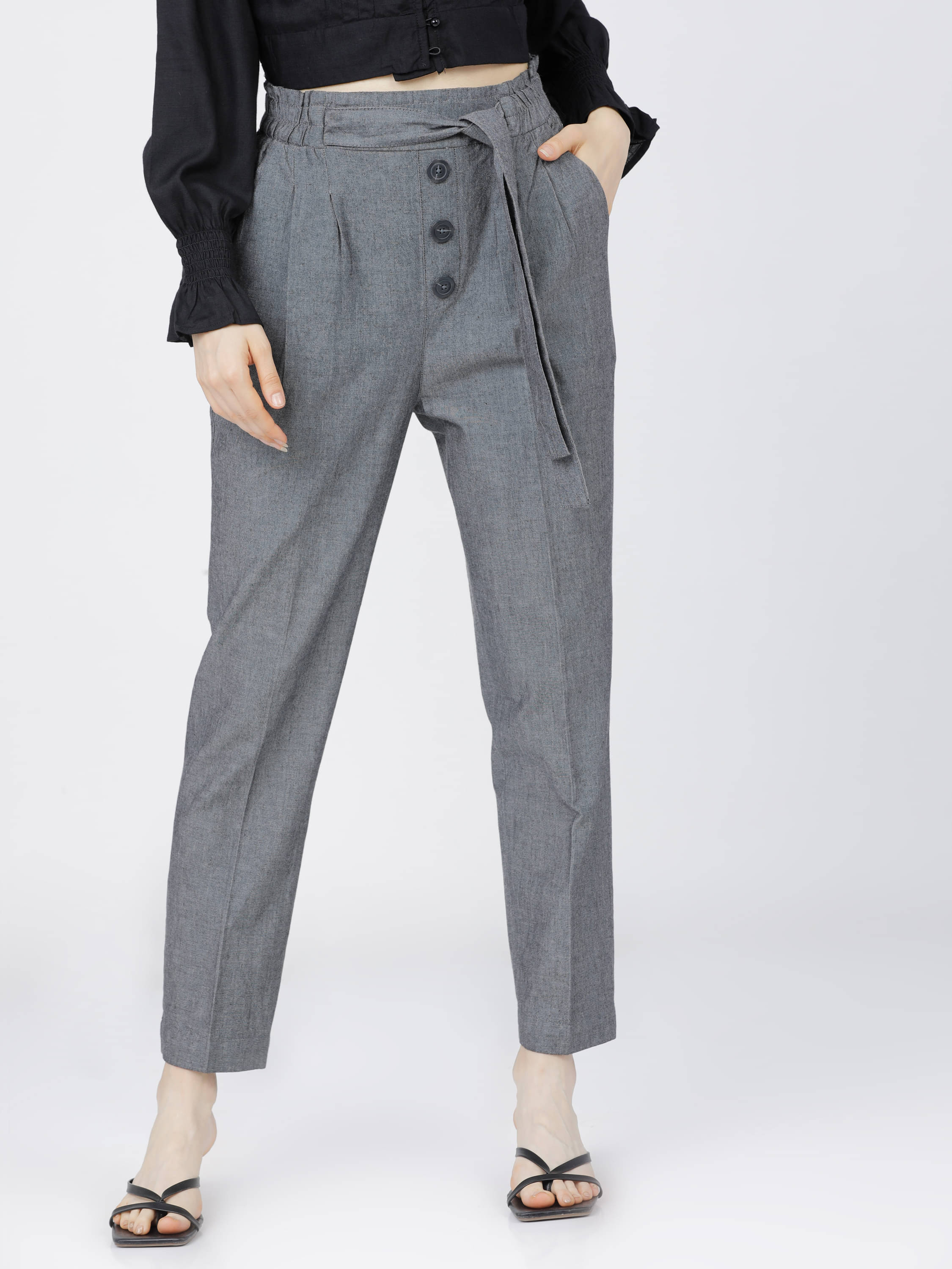     			Tokyo Talkies Women Cotton Casual Trousers ( Black )