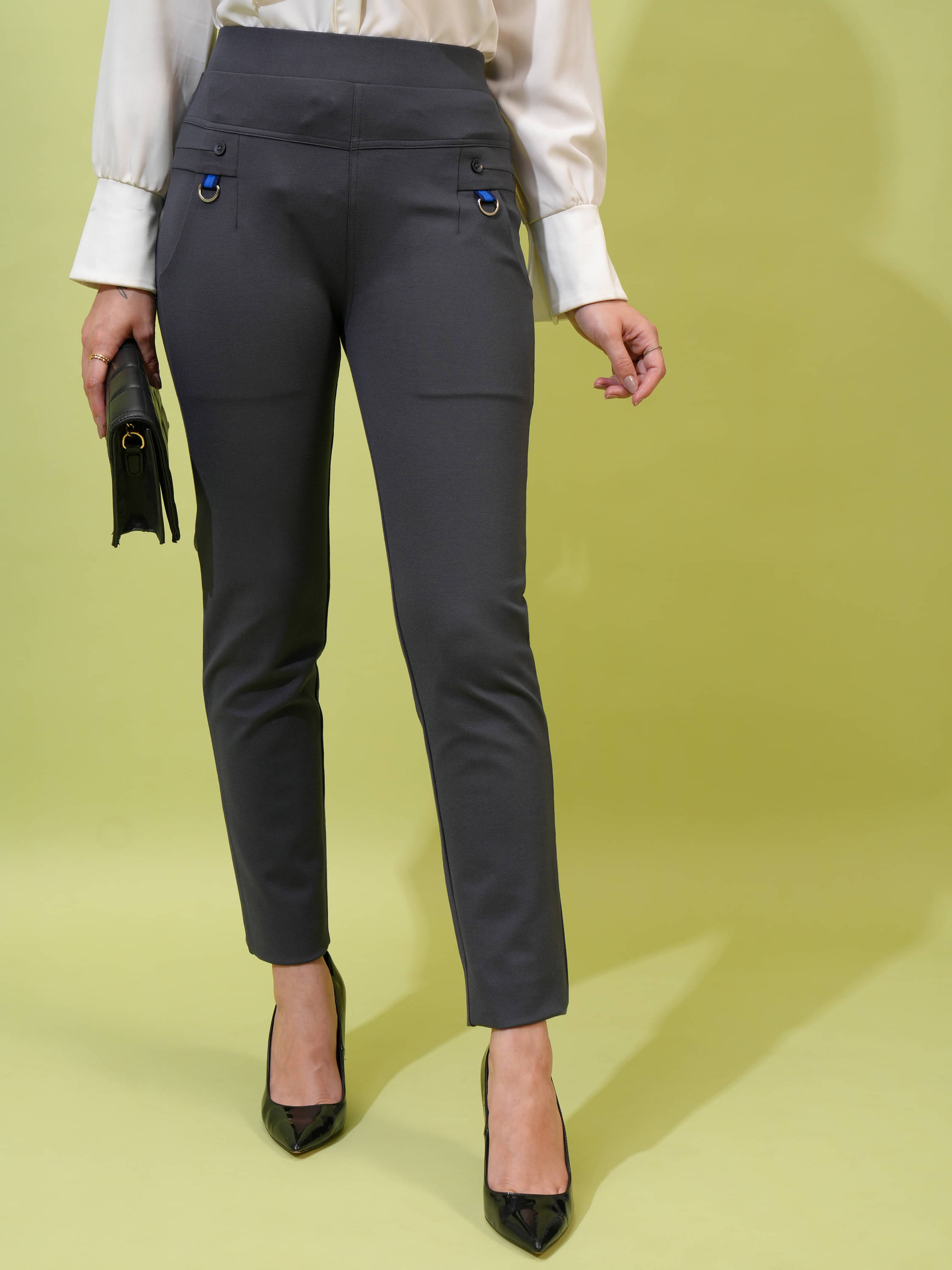     			Tokyo Talkies Women Polyester Casual Trousers ( Grey )