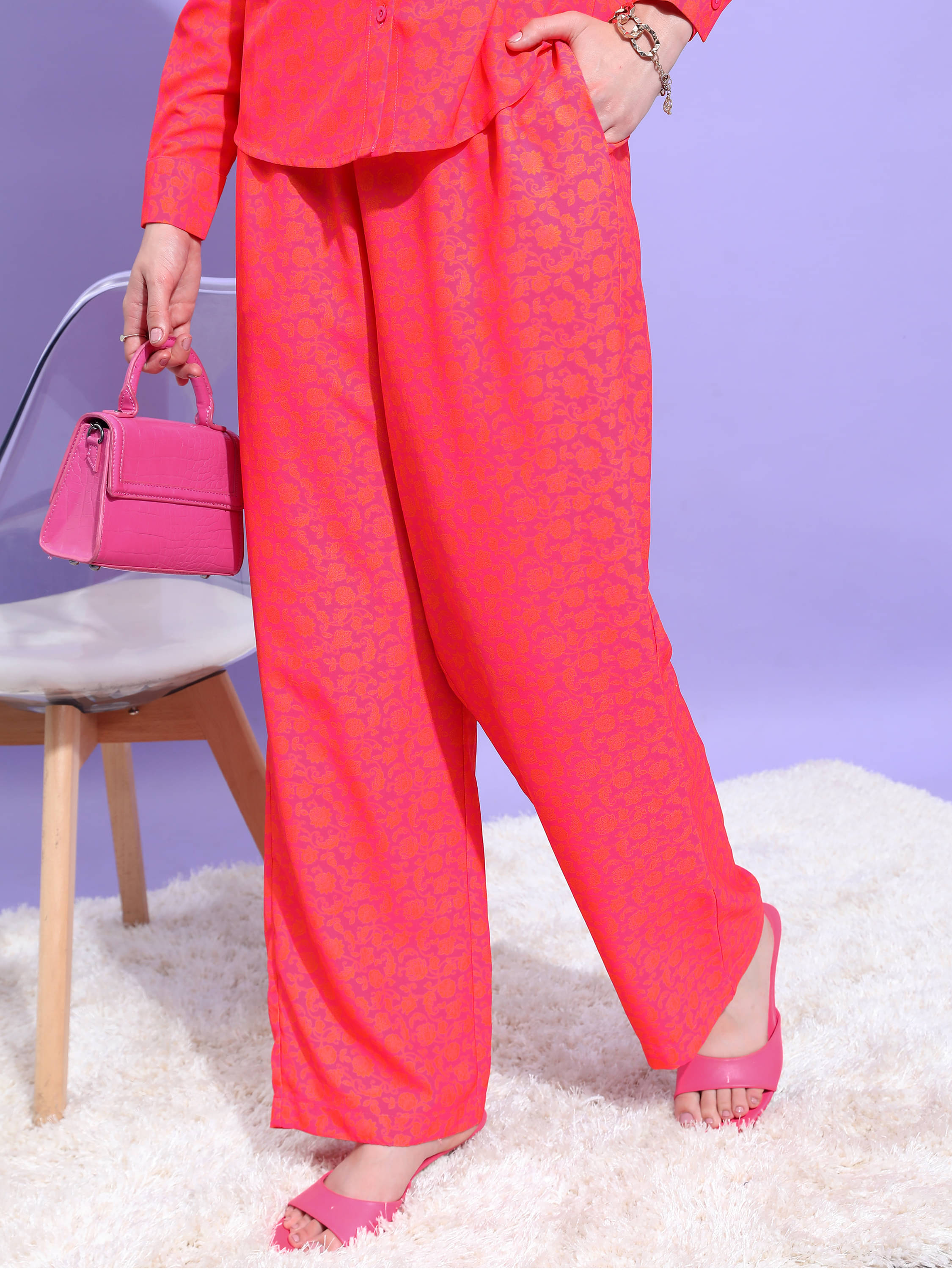     			Tokyo Talkies Women Polyester Casual Trousers ( Red )