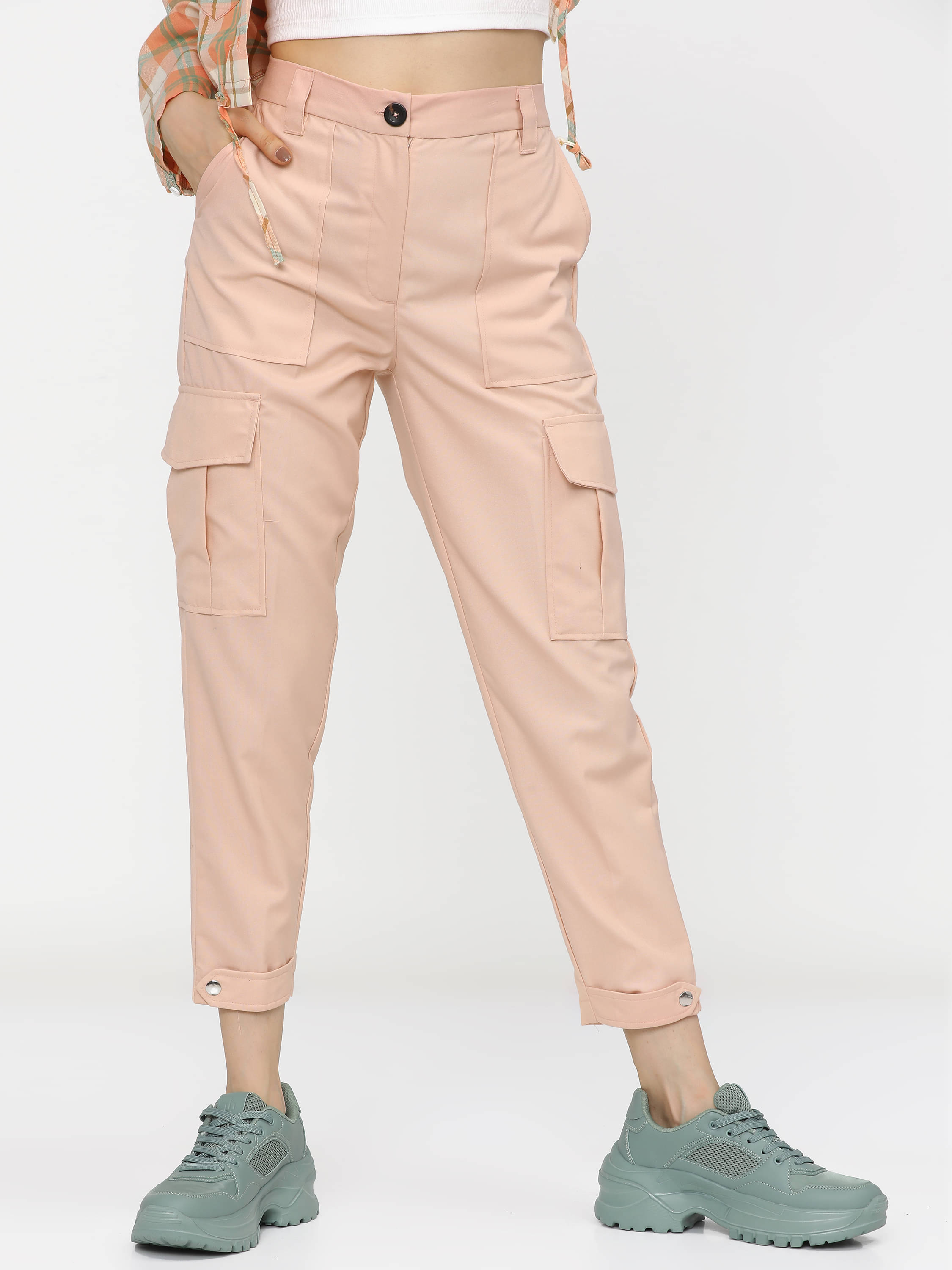     			Tokyo Talkies Women Polyester Casual Trousers ( Pink )