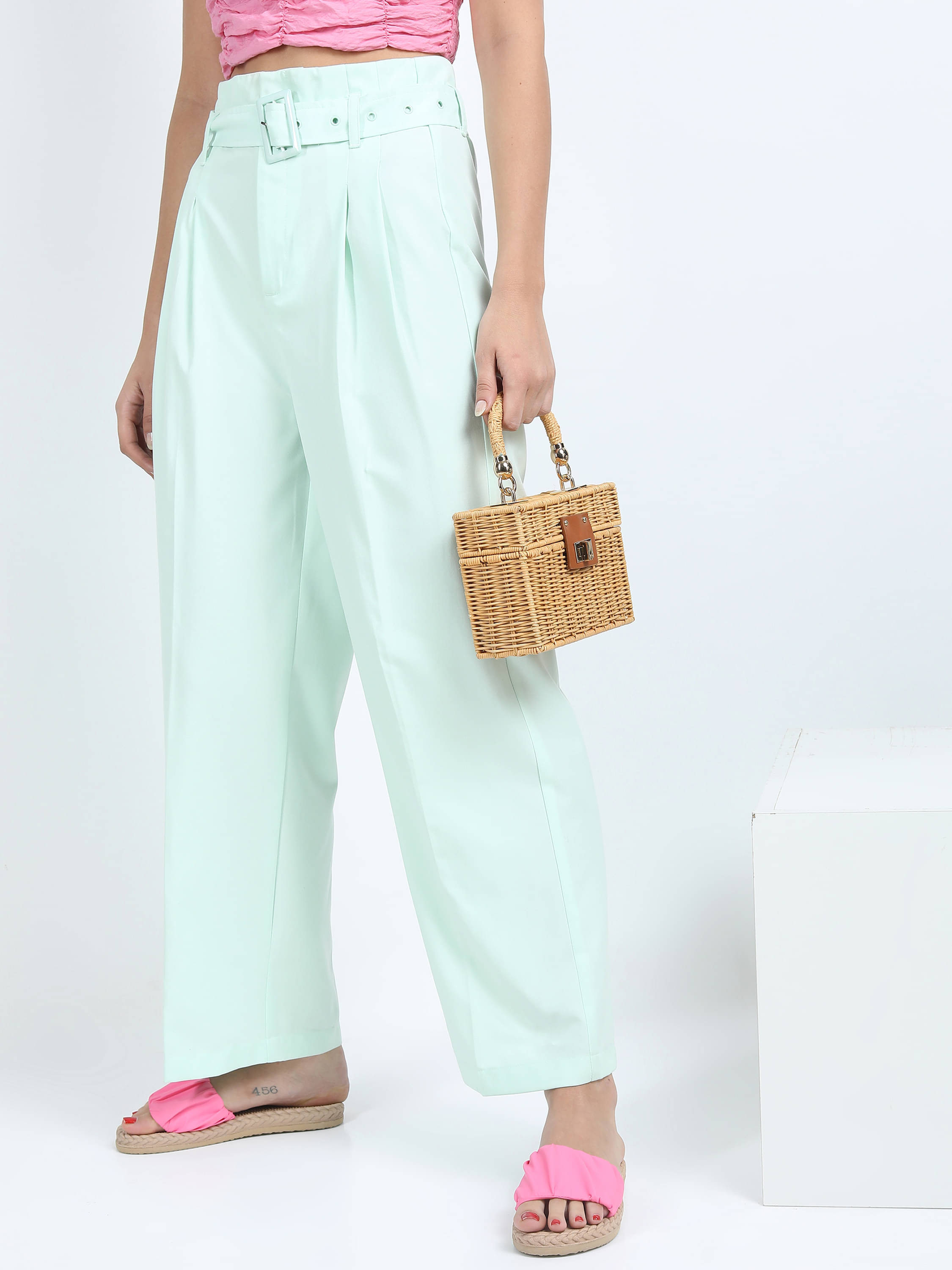    			Tokyo Talkies Women Polyester Casual Trousers ( Green )