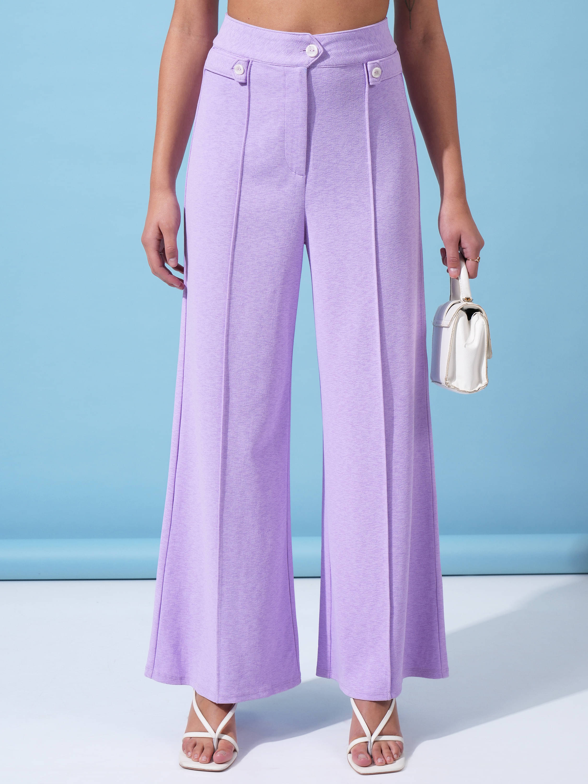     			Tokyo Talkies Women Polyester Casual Trousers ( Lavender )