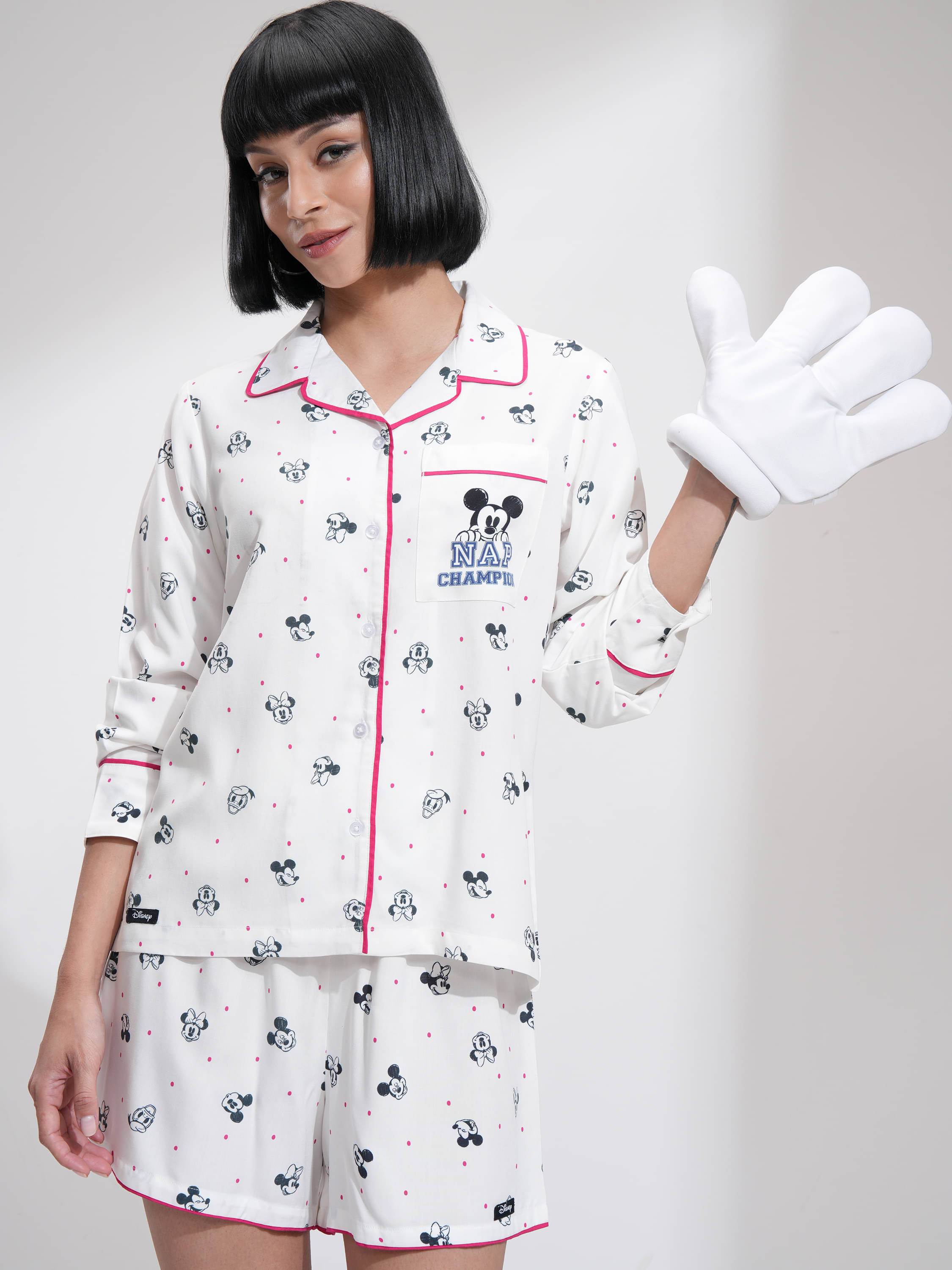 Tokyo Talkies Women Printed Shirt With Shorts Co-Ord Set ( White )     			Tokyo Talkies Women Printed Shirt With Shorts Co-Ord Set ( White )