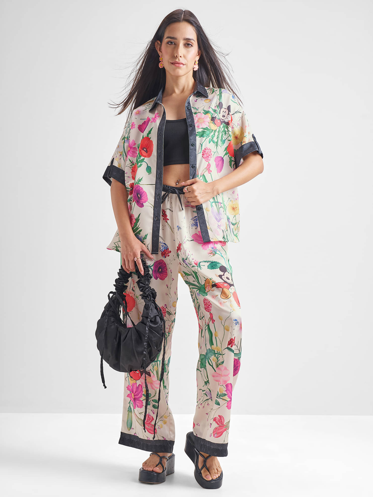    			Tokyo Talkies Women Printed Shirt With Trousers Co-Ord Set ( Multi Color )