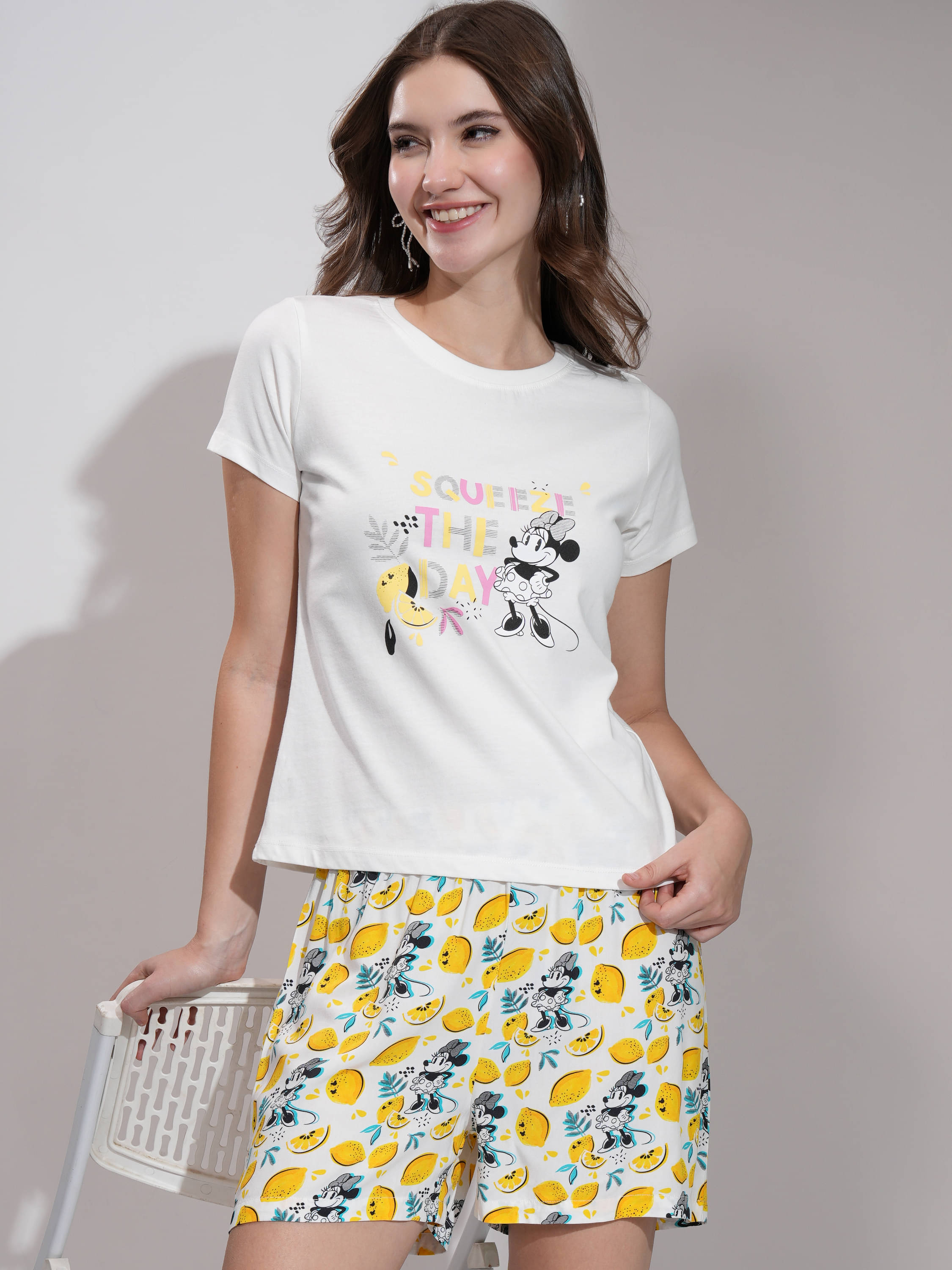 Tokyo Talkies Women Printed T-Shirt With Shorts Co-Ord Set ( White )     			Tokyo Talkies Women Printed T-Shirt With Shorts Co-Ord Set ( White )