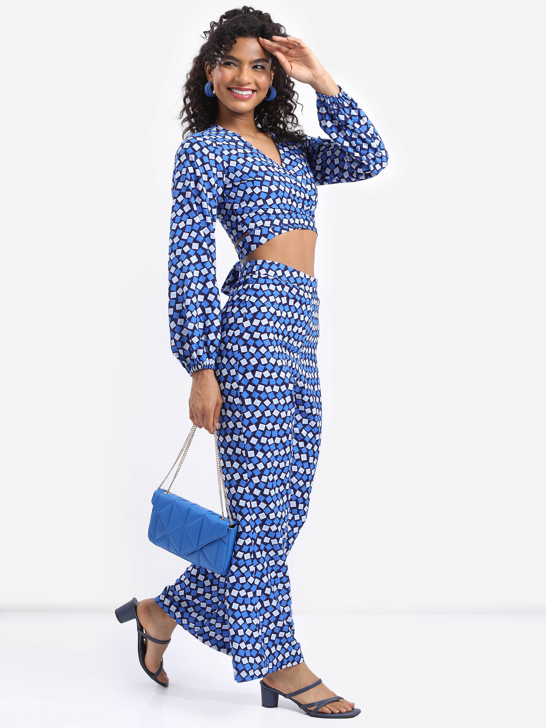     			Tokyo Talkies Women Printed Top With Trousers Co-Ord Set ( Navy )
