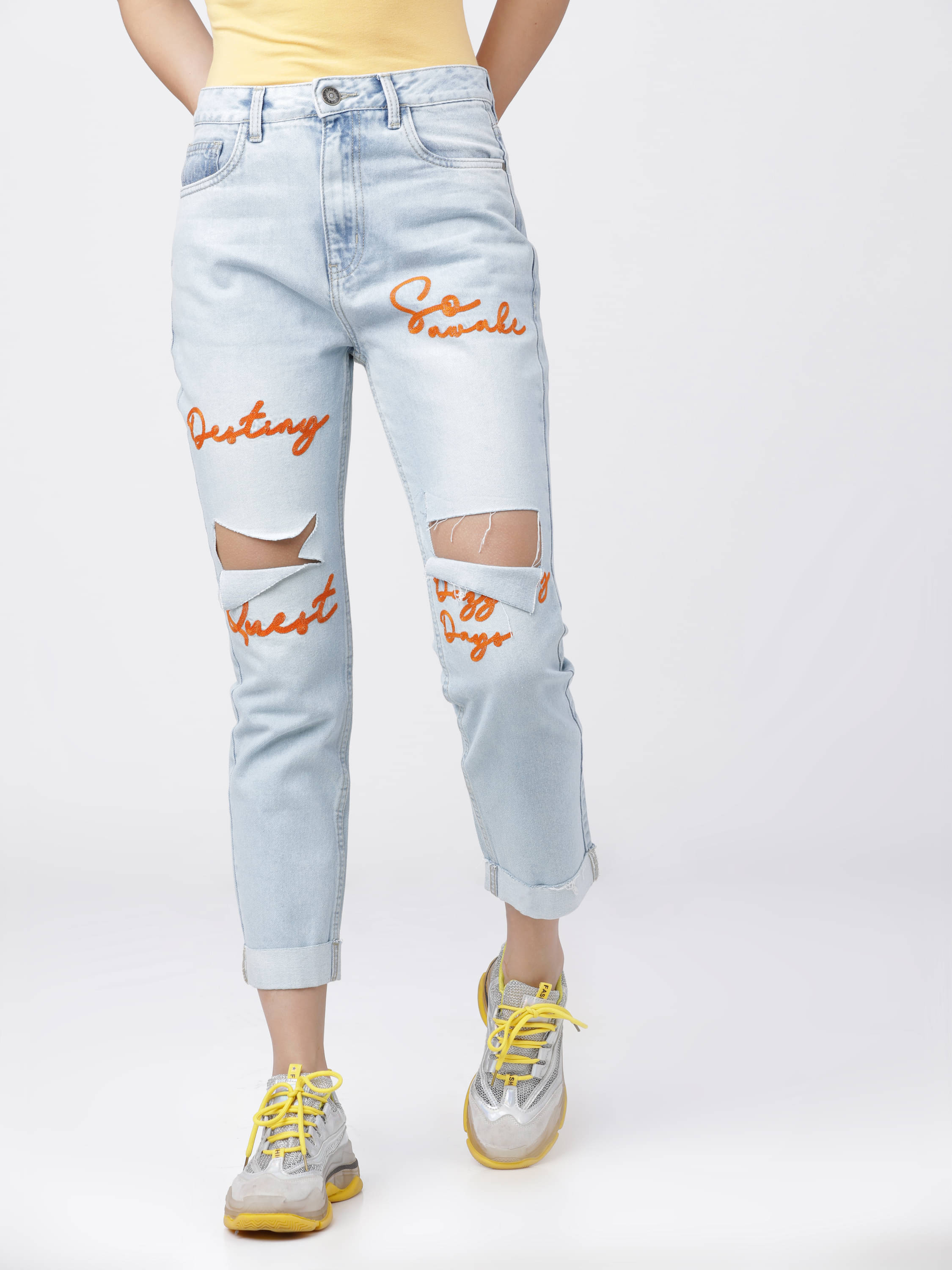     			Tokyo Talkies Women's Boyfriend Fit Mid-Rise Jeans ( Light Blue )