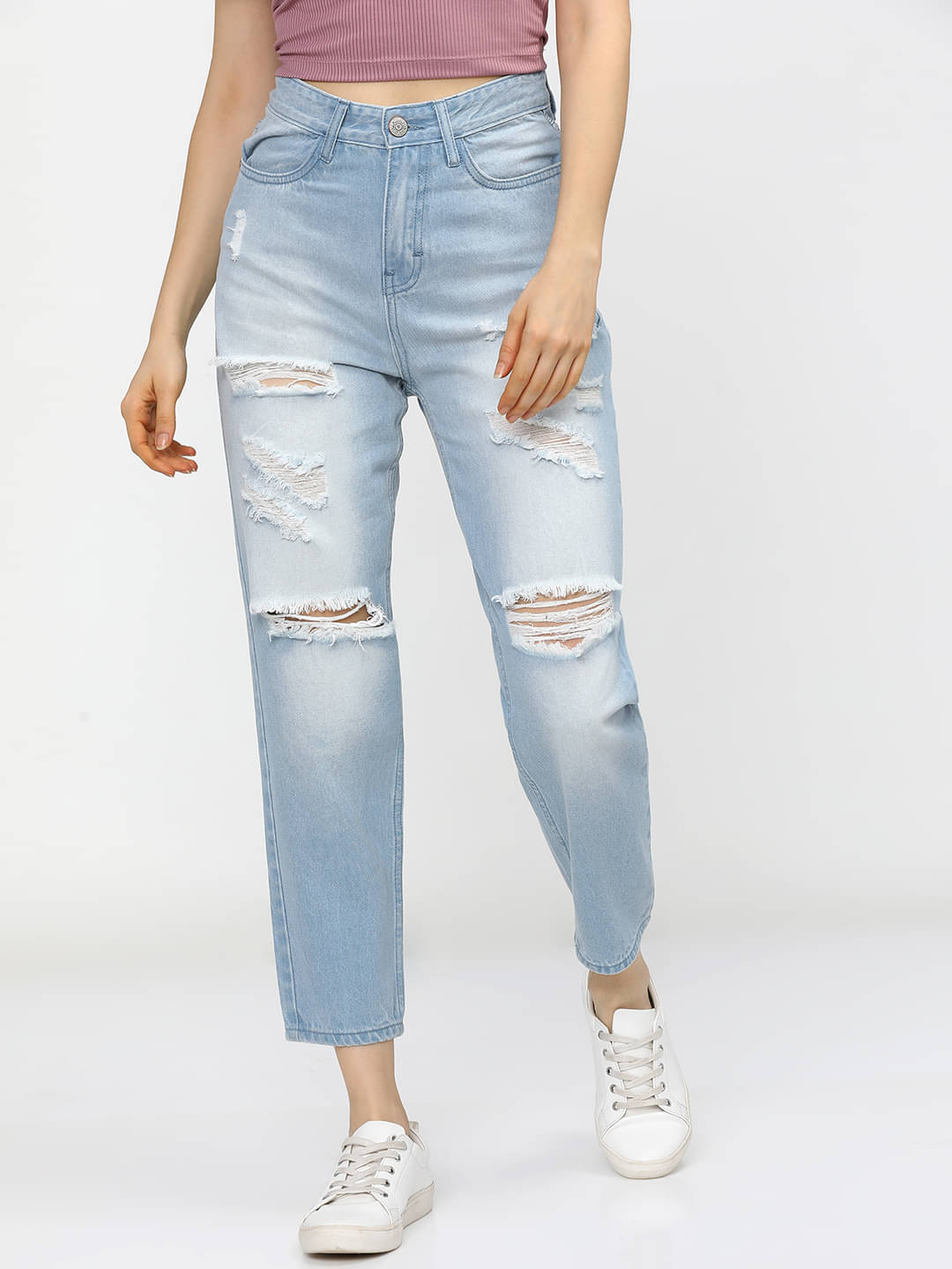     			Tokyo Talkies Women's Mom Fit Mid-Rise Jeans ( Light Blue )