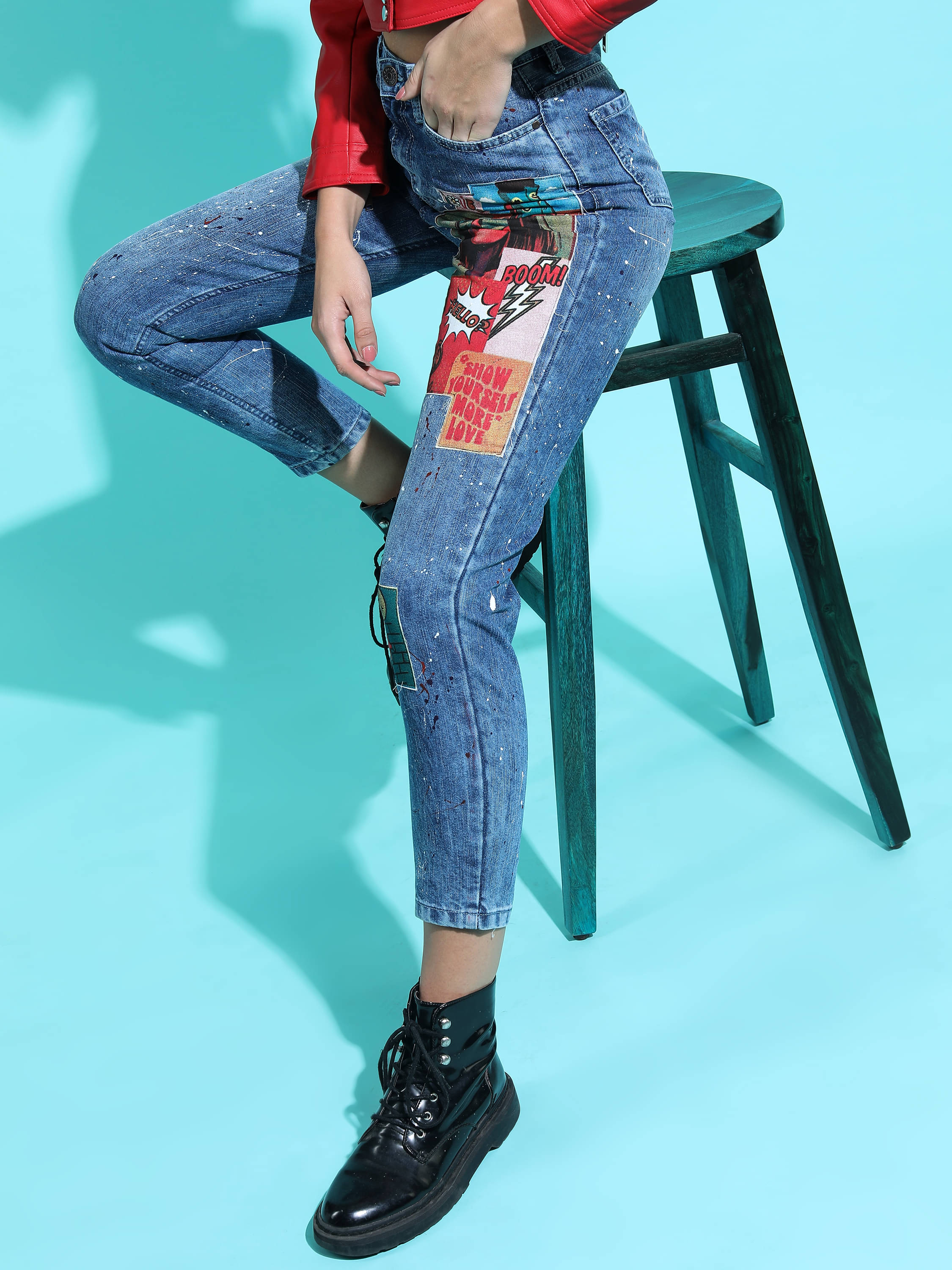     			Tokyo Talkies Women's Mom Fit Mid-Rise Jeans ( Blue )