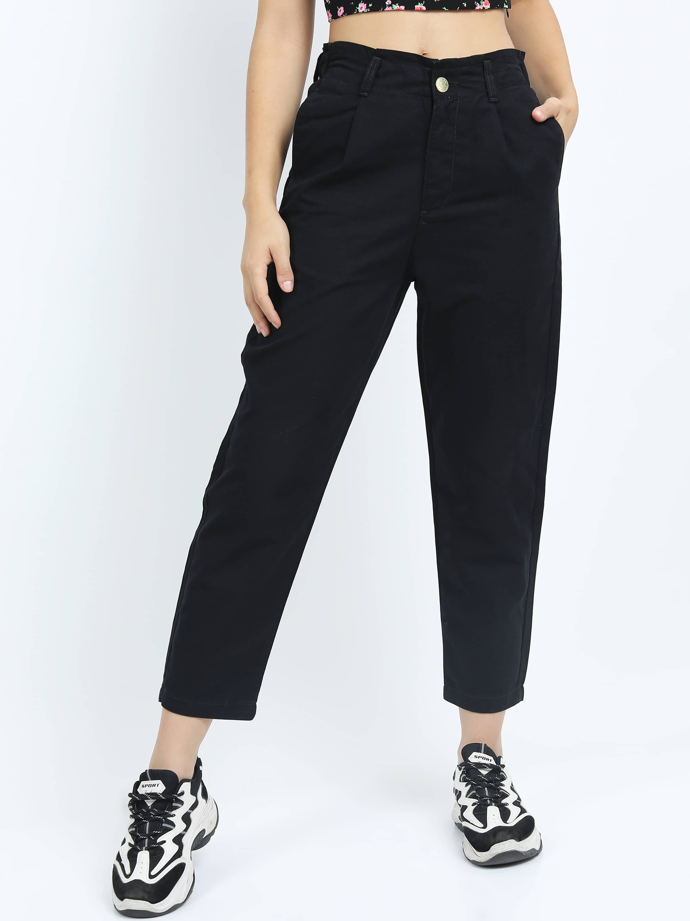 Tokyo Talkies Women's Mom Fit Mid-Rise Jeans ( Black ) - Jeans | Buy online on ZillyBuy