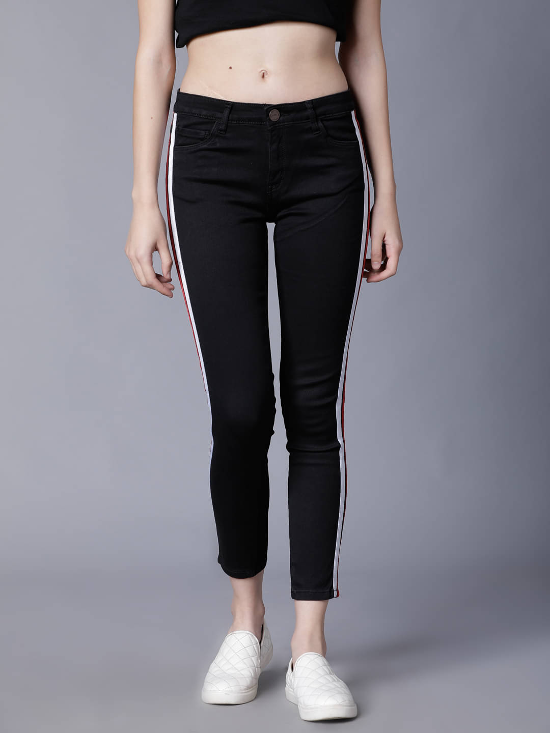     			Tokyo Talkies Women's Skinny Fit Mid-Rise Jeans ( Black )