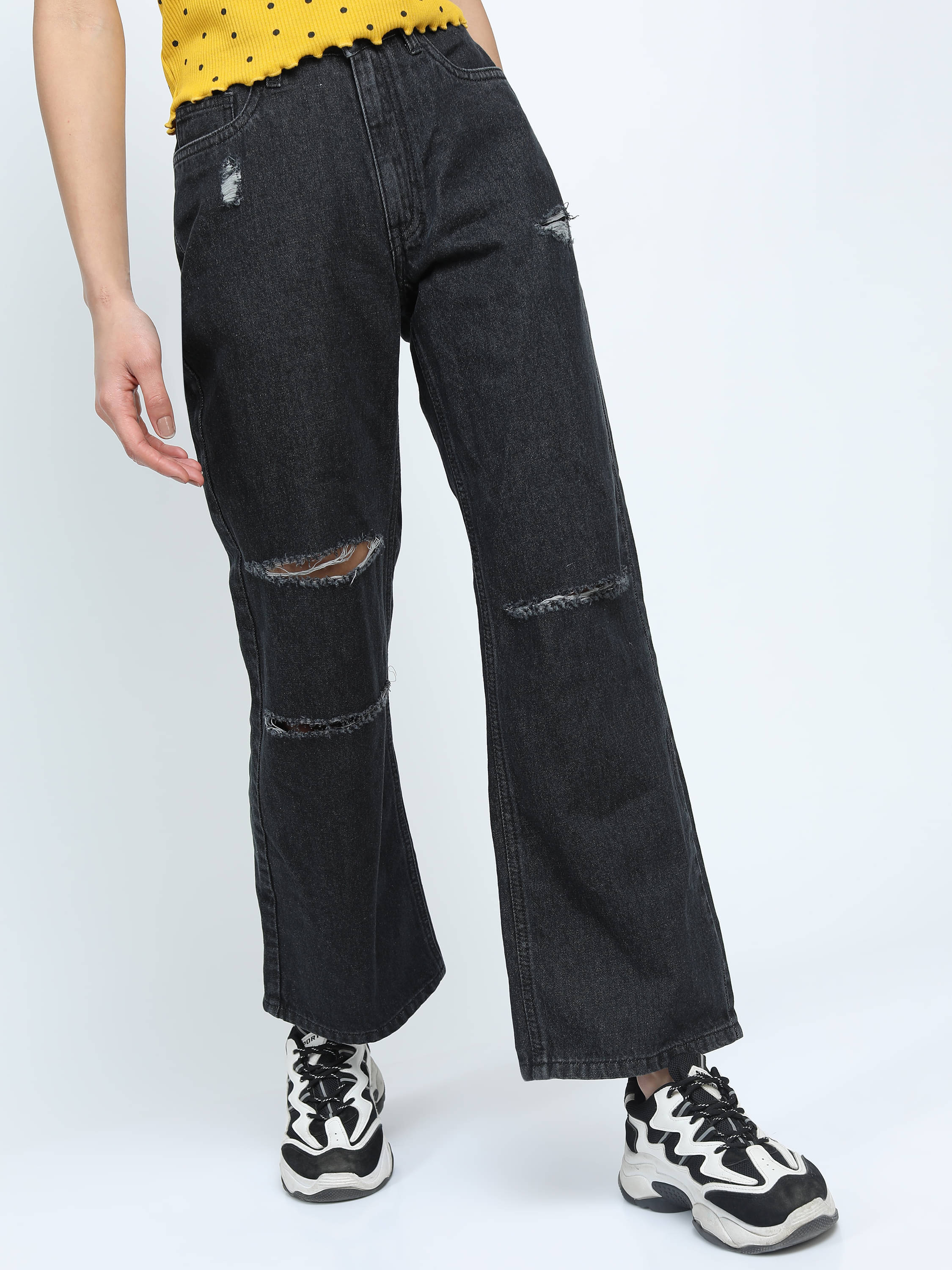     			Tokyo Talkies Women's Straight Fit Mid-Rise Jeans ( Black )