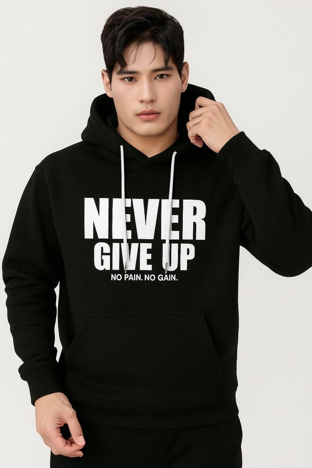     			TrendsTalk Fleece Hooded Men's Sweatshirt - Black ( Pack of 1 )