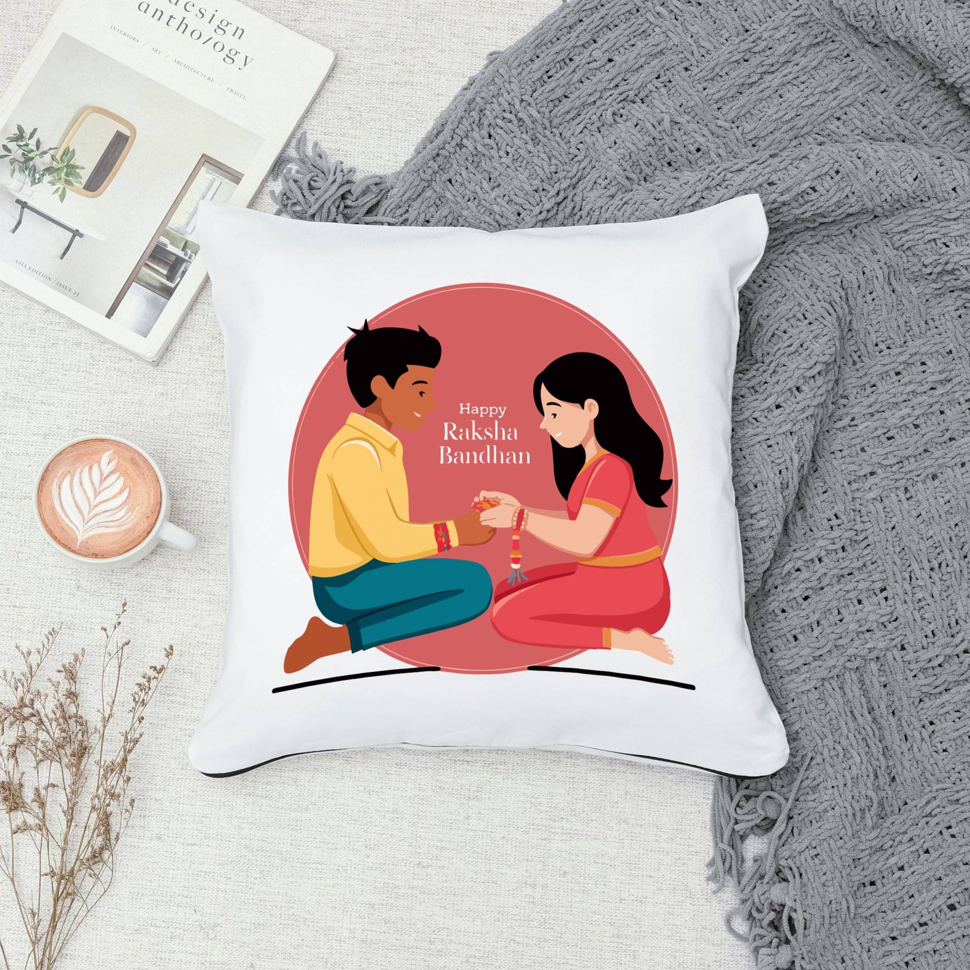     			Vihaan Fashions Set of 1 Polyester Graphic Square Cushion Cover (30X30)cm - Multi