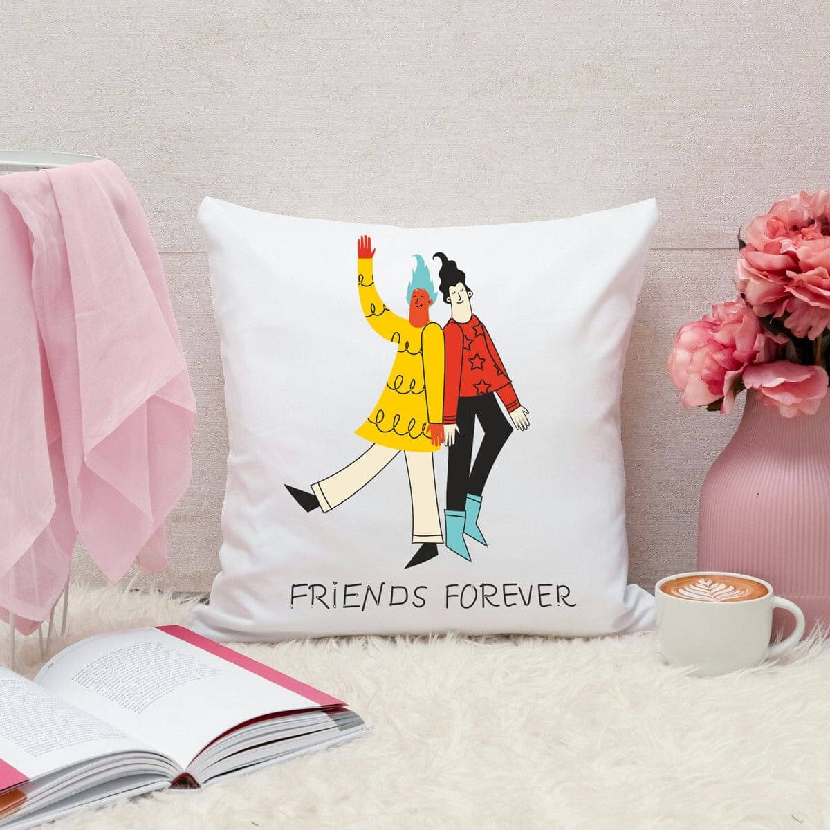     			Vihaan Fashions Set of 1 Polyester Graphic Square Cushion Cover (30X30)cm - Multi