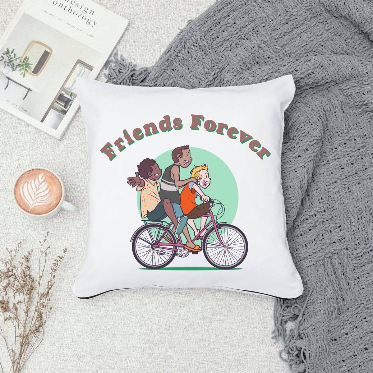     			Vihaan Fashions Set of 1 Polyester Graphic Square Cushion Cover (30X30)cm - Multi