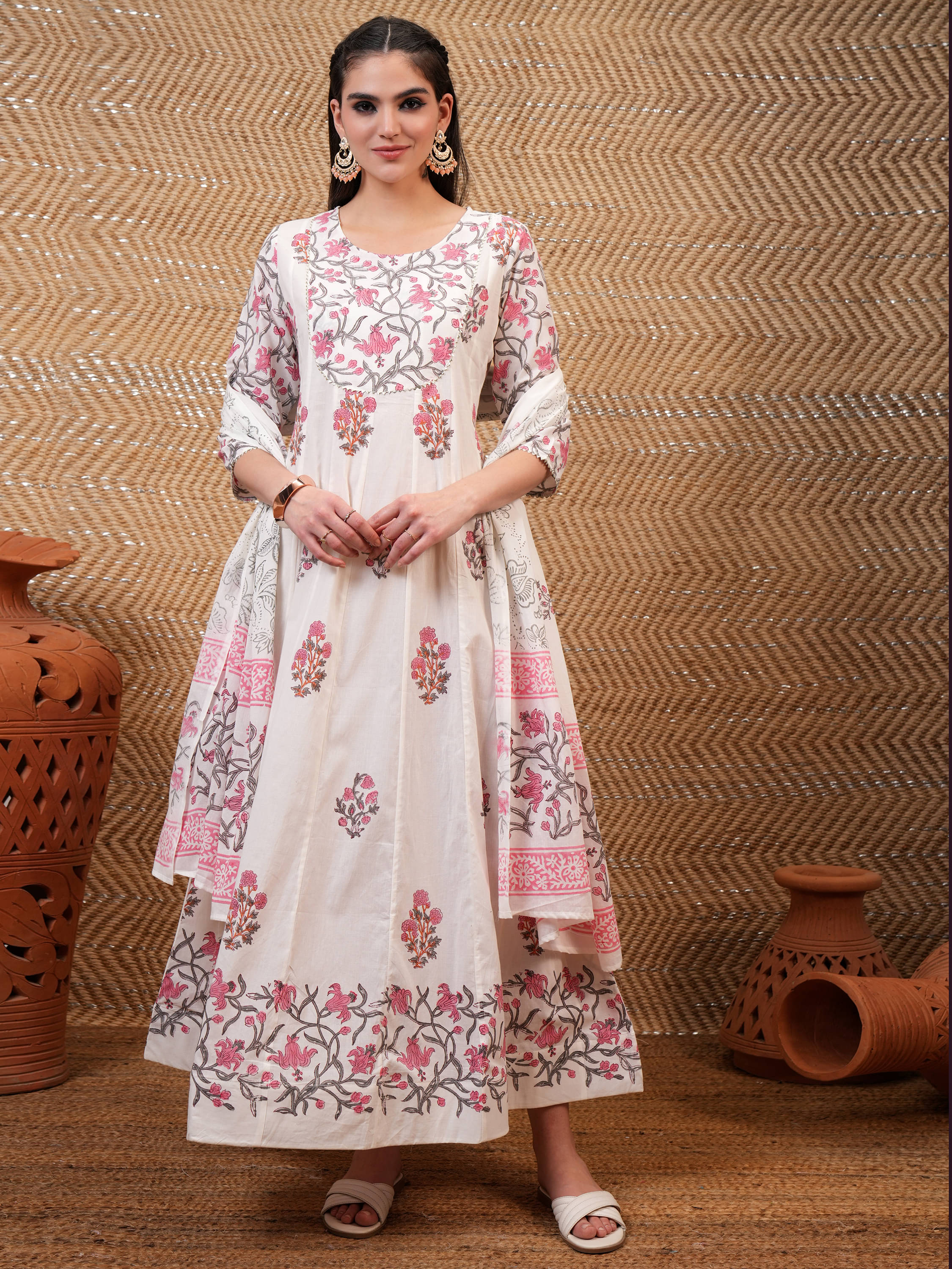     			Vishudh Women Cotton Printed A-line Dress ( Multi Color )