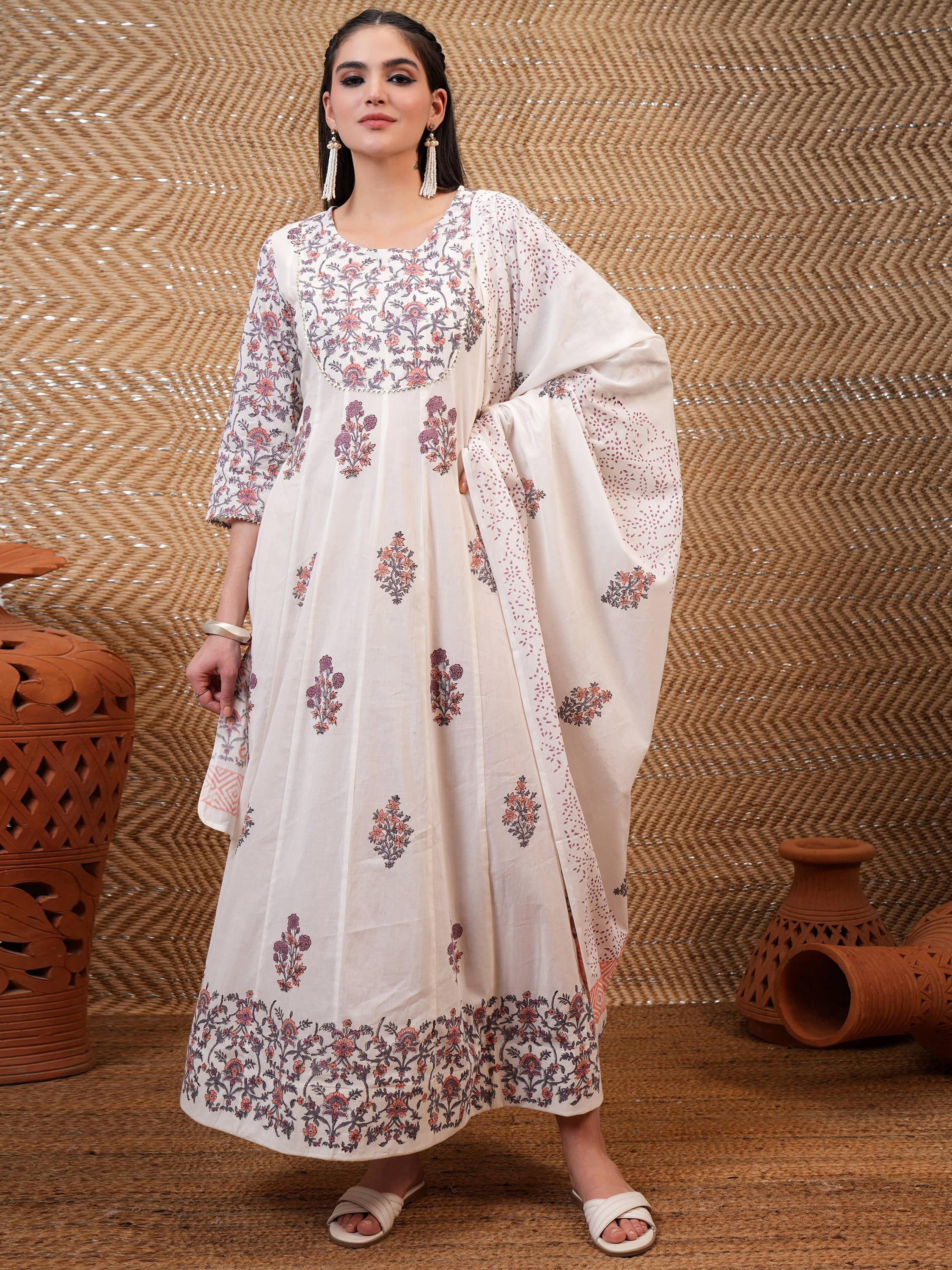 Vishudh Women Cotton Printed A-line Dress ( Multi Color ) Vishudh Women Cotton Printed A-line Dress ( Multi Color )
