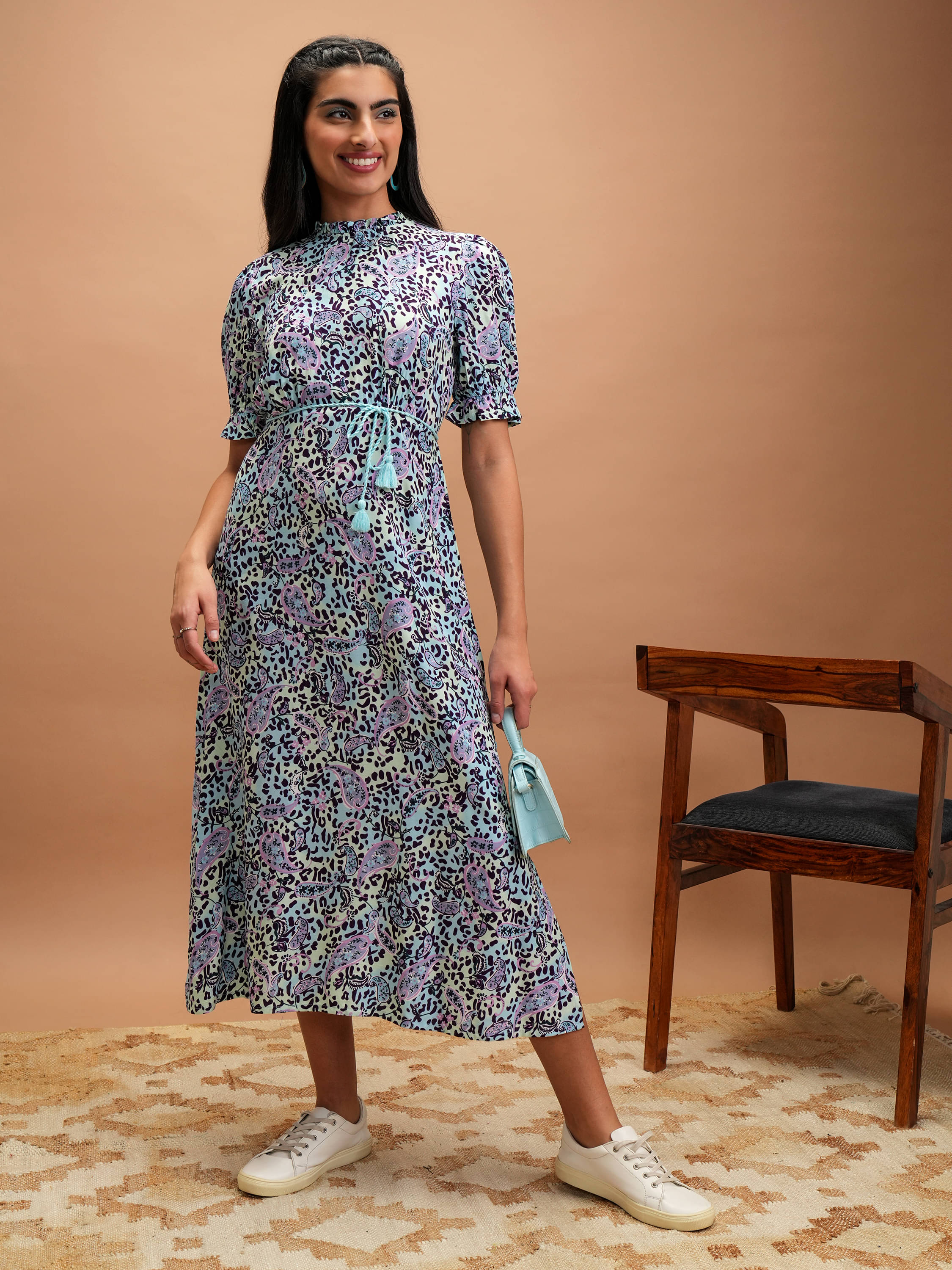 Vishudh Women Viscose Printed A-line Dress ( Multi Color ) Vishudh Women Viscose Printed A-line Dress ( Multi Color )