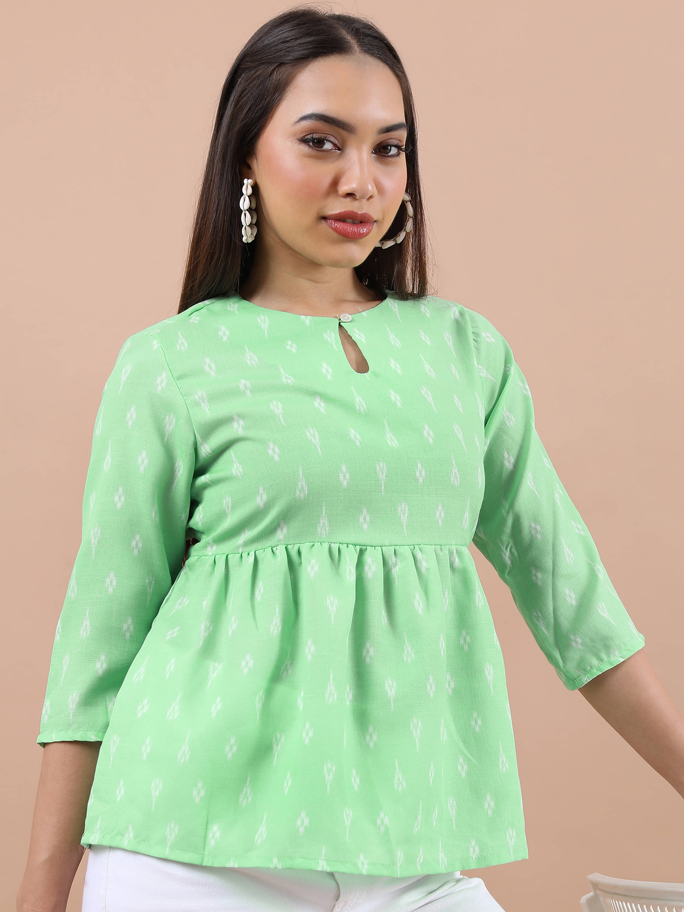     			Vishudh Women's Polyester A-Line Top ( Green )