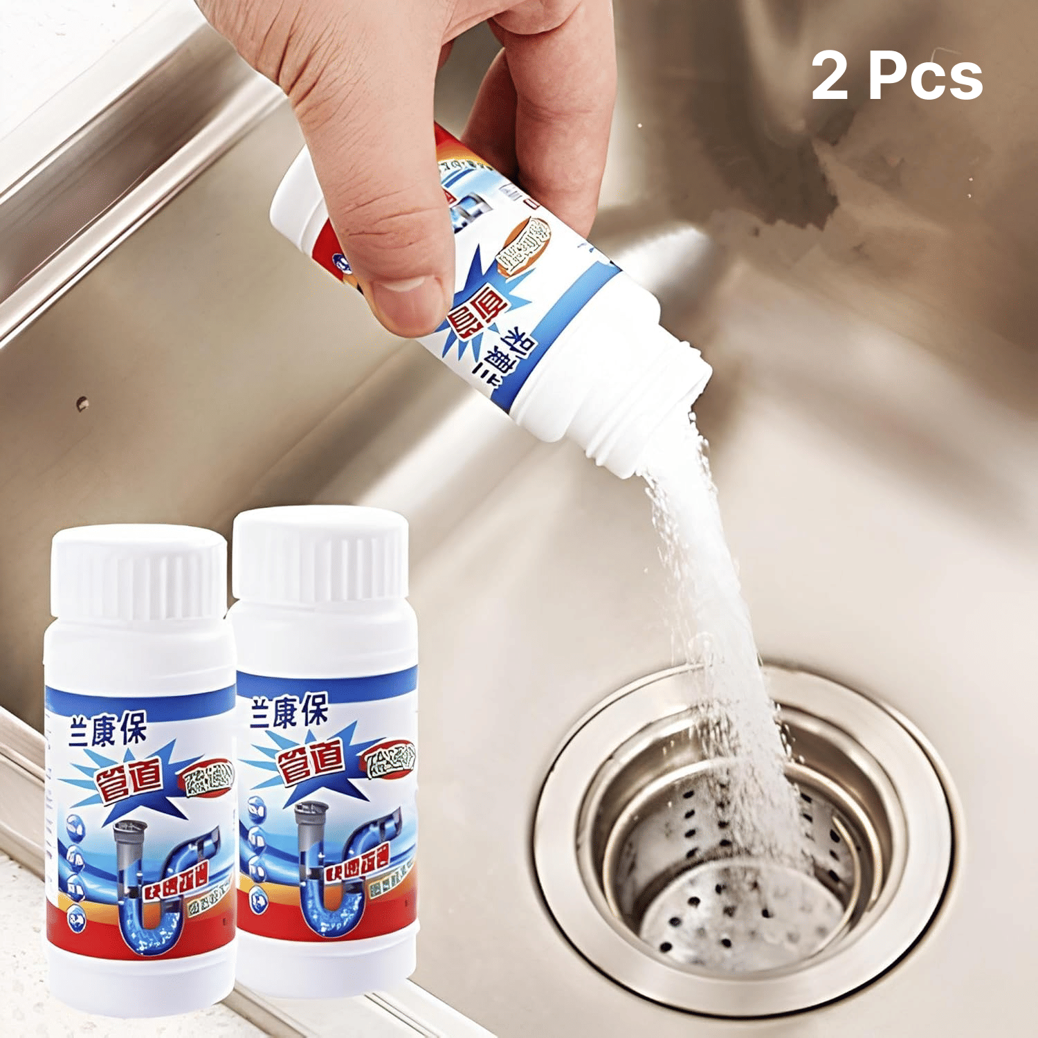     			2 pcs Sink & Drain Cleaner Powder | Powerful & Clog Remover Sink Cleaning Powder | Automatic Toilet Blockage Cleaner, Removes Clogs, Blockage in Washbasin, Septic Tank, Sinks, Pipes