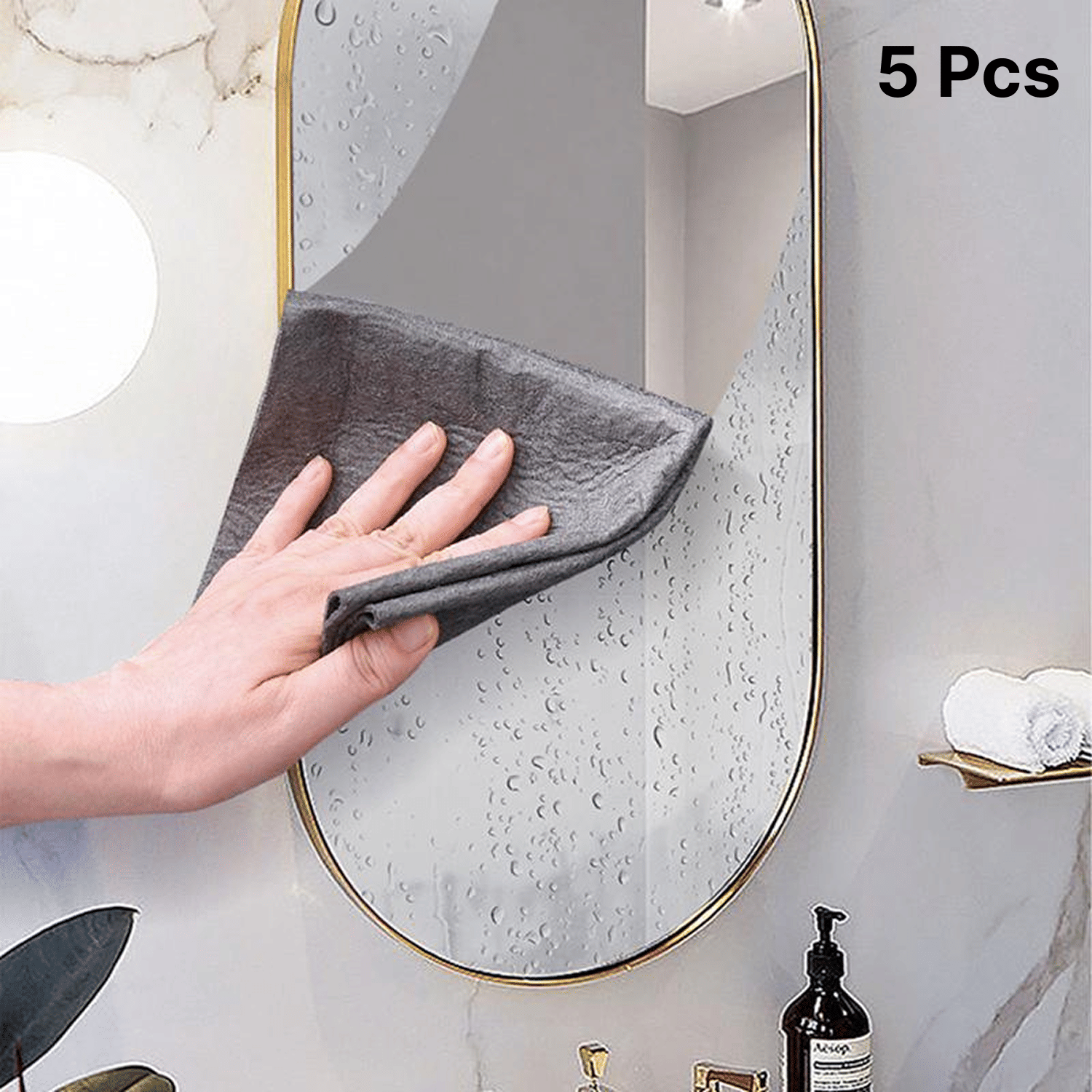 5 Pcs Microfiber Magic Cleaning Cloth Glass Wiping Rags No Trace Cleaning Dish Cloth Tableware     			5 Pcs Microfiber Magic Cleaning Cloth Glass Wiping Rags No Trace Cleaning Dish Cloth Tableware