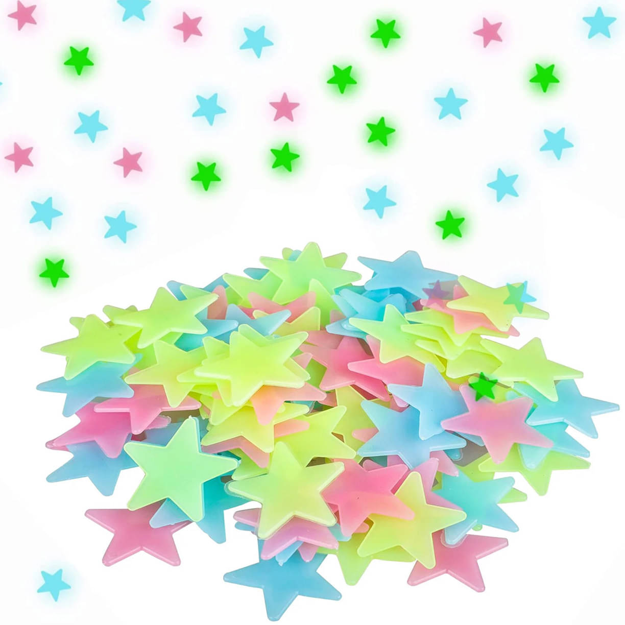     			50 Pcs Glowing Star For Interior Wall,Glow in Dark Stars Attractive Wall Stickers for Kids Bedroom, Room Ceiling and Wall Decals Hollow Stars Night Glow Stars Decorative Sticker