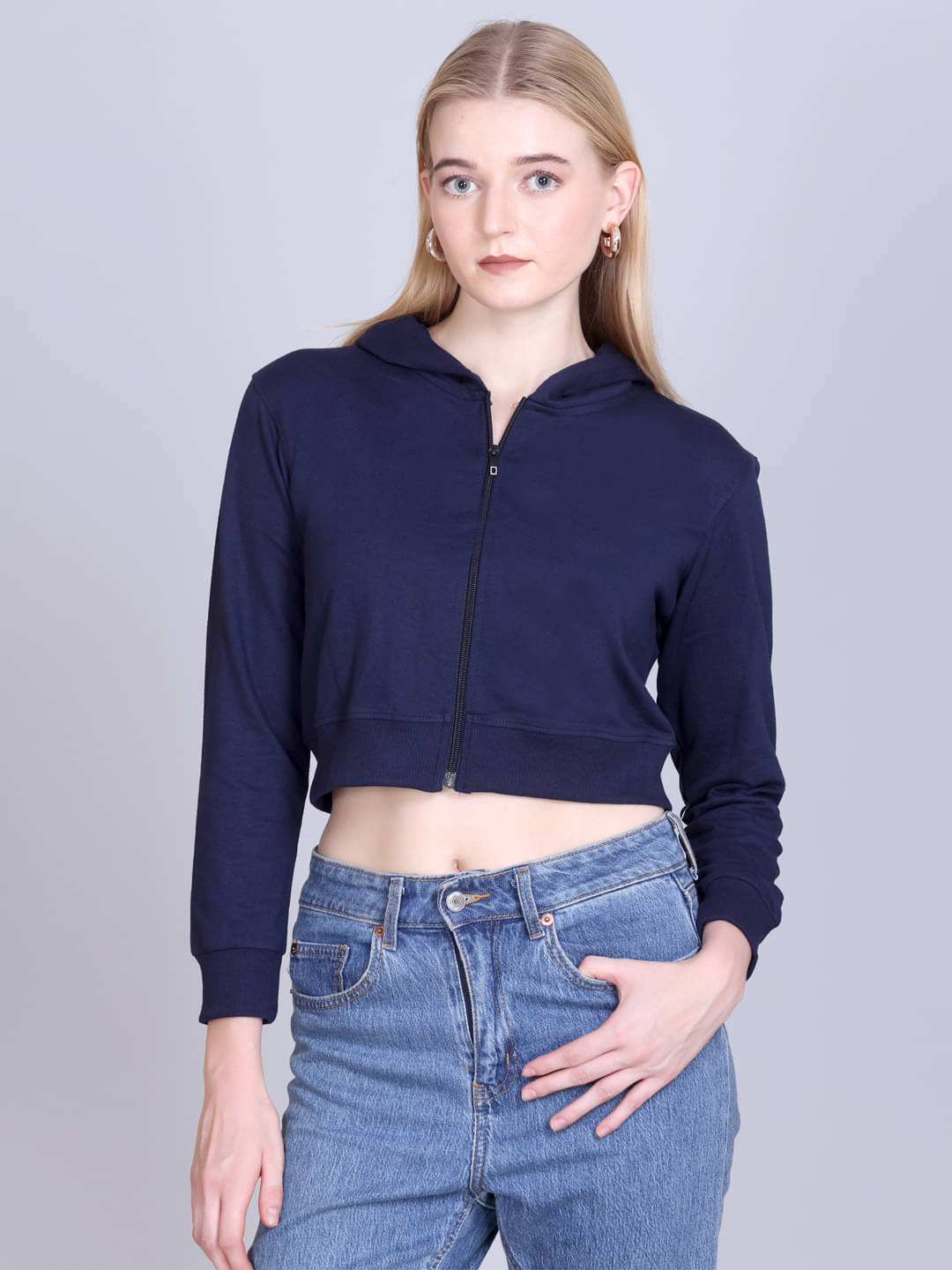     			7 ISLANDS Cotton Blend Women's Zippered Sweatshirt ( Navy )