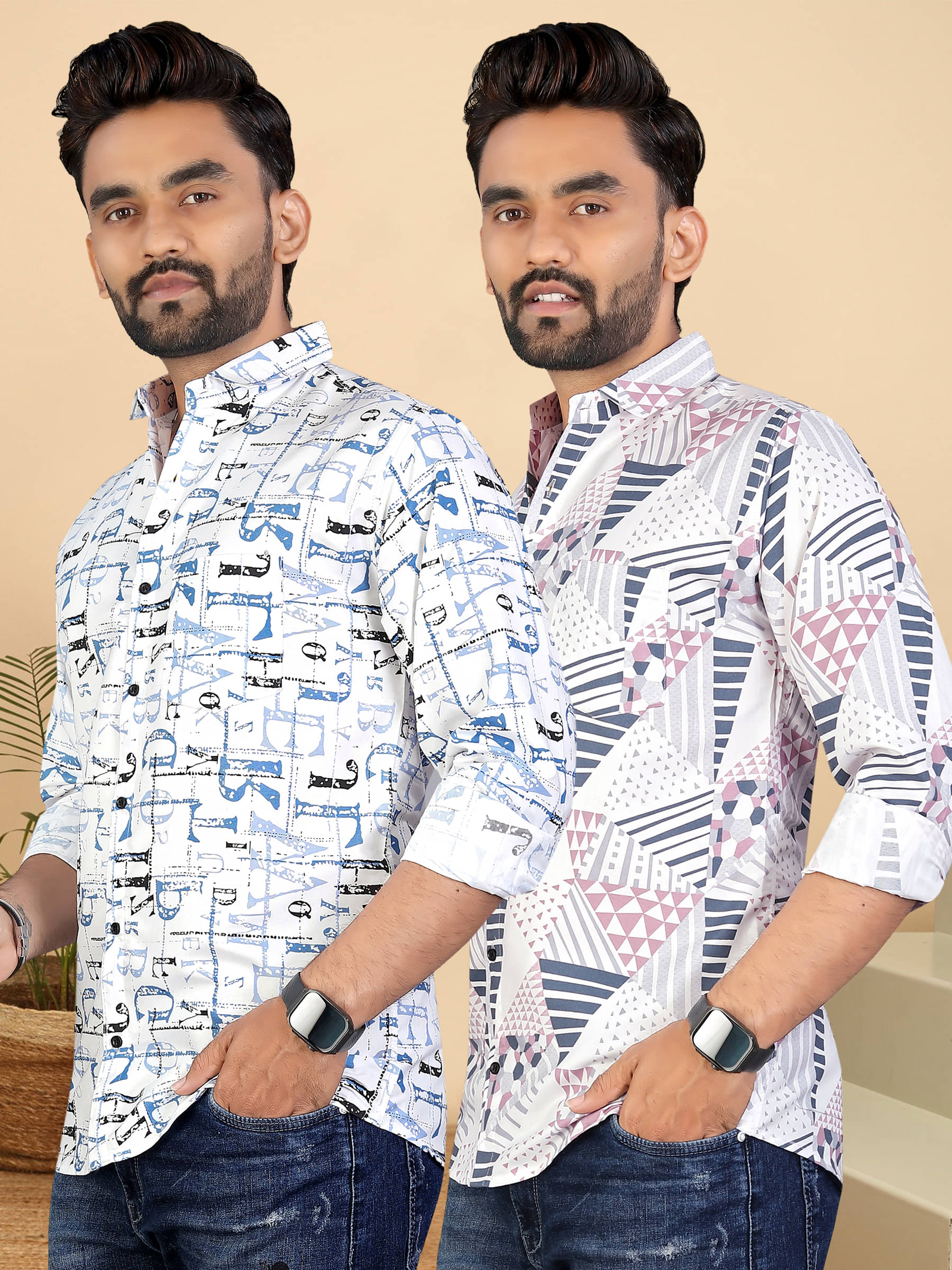     			ADWYN PETER 100% Cotton Regular Fit Printed Full Sleeves Men's Casual Shirt - Multicolor 12 ( Pack of 2 )