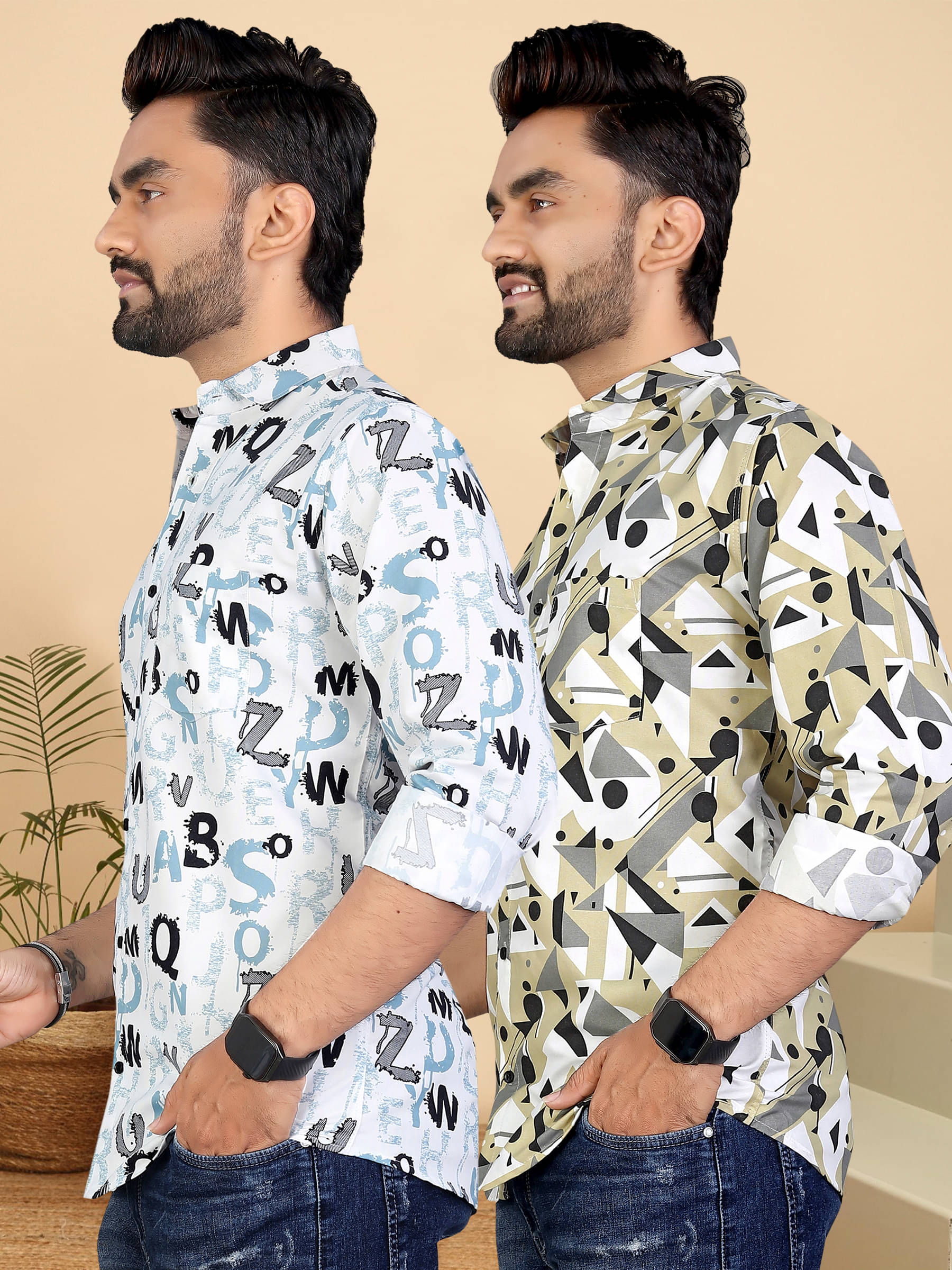 ADWYN PETER 100% Cotton Regular Fit Printed Full Sleeves Men's Casual Shirt - Multicolor 4 ( Pack of 2 ) ADWYN PETER 100% Cotton Regular Fit Printed Full Sleeves Men's Casual Shirt - Multicolor 4 ( Pack of 2 )