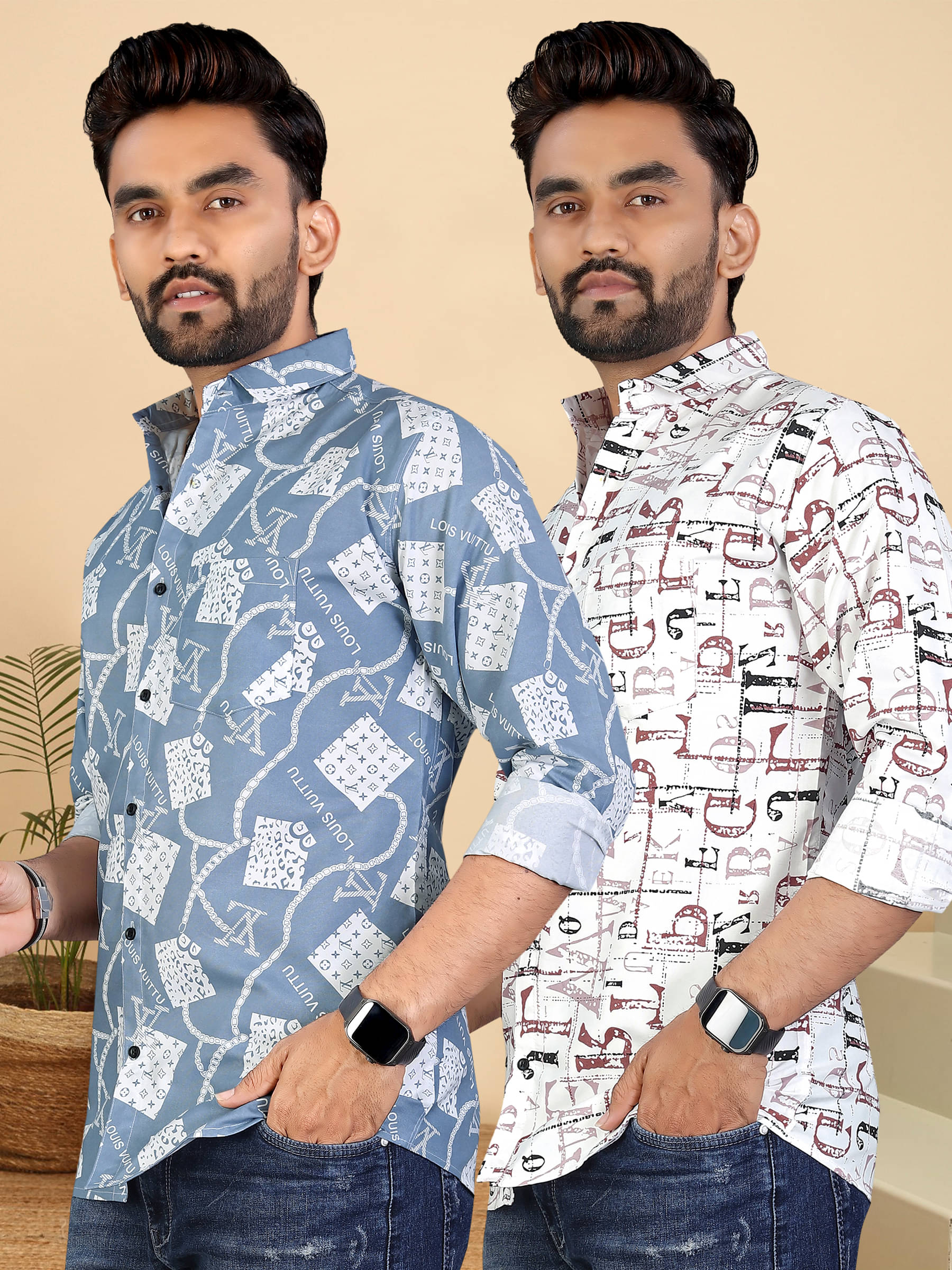     			ADWYN PETER 100% Cotton Regular Fit Printed Full Sleeves Men's Casual Shirt - Multicolor 3 ( Pack of 2 )