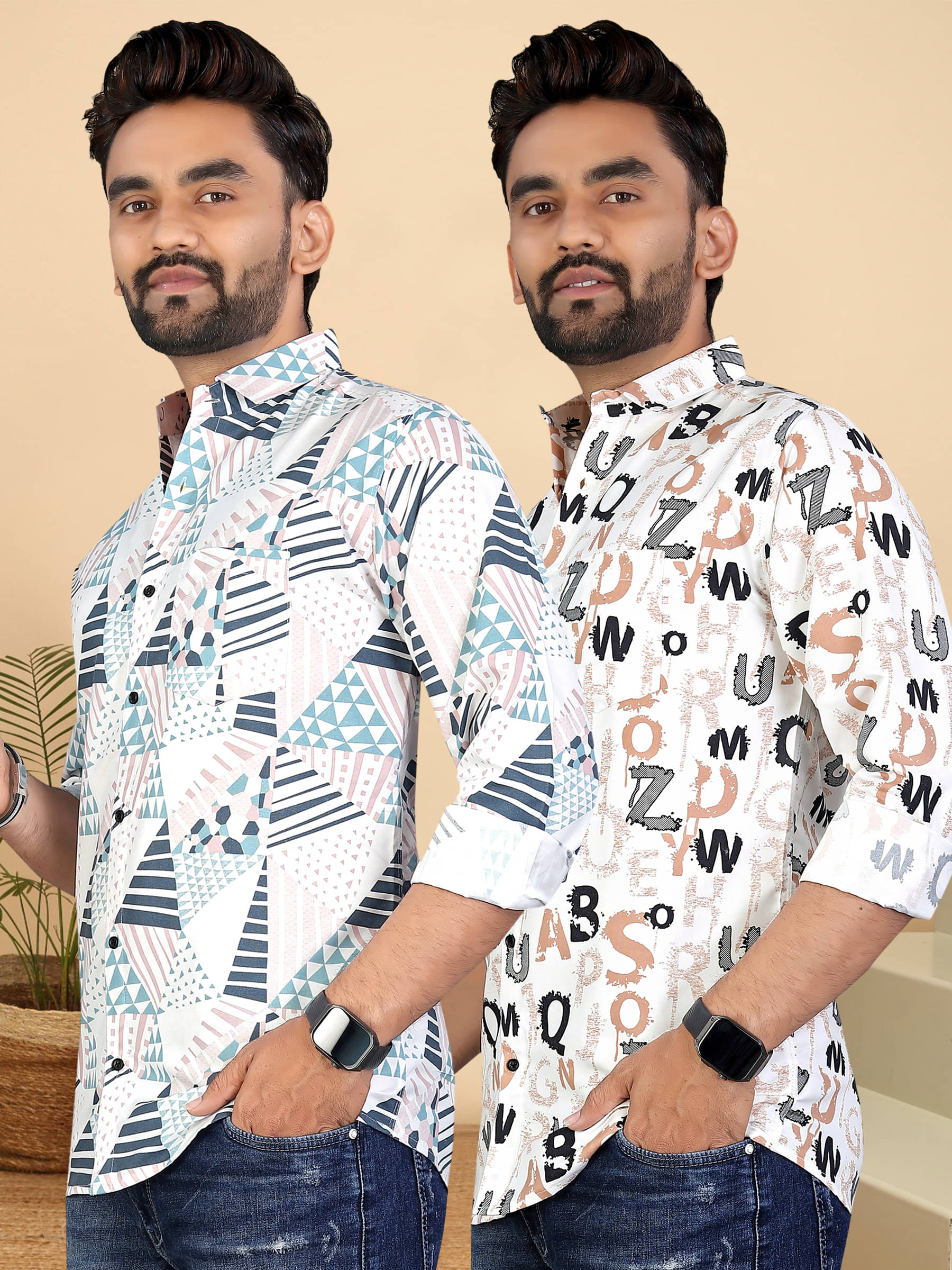 ADWYN PETER 100% Cotton Regular Fit Printed Full Sleeves Men's Casual Shirt - Multicolor 6 ( Pack of 2 ) ADWYN PETER 100% Cotton Regular Fit Printed Full Sleeves Men's Casual Shirt - Multicolor 6 ( Pack of 2 )