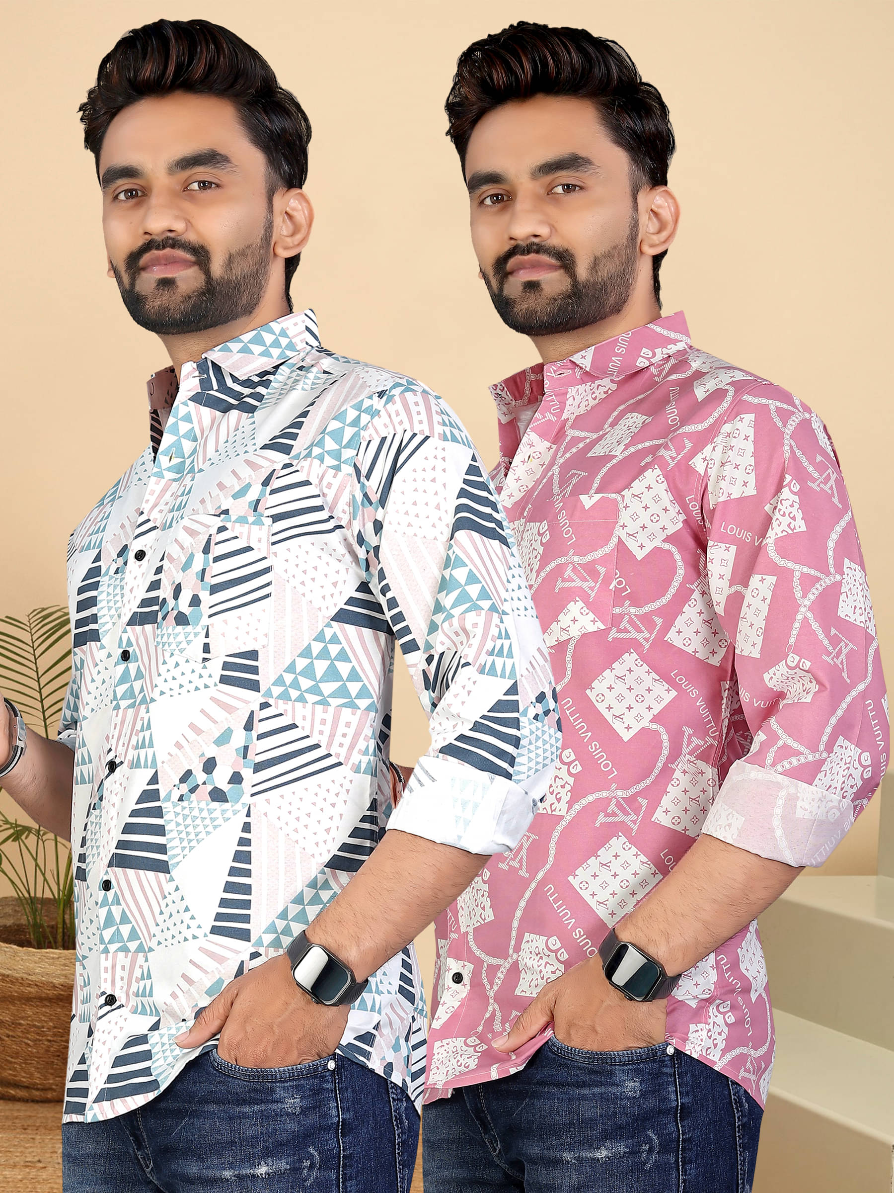     			ADWYN PETER 100% Cotton Regular Fit Printed Full Sleeves Men's Casual Shirt - Multicolor 1 ( Pack of 2 )