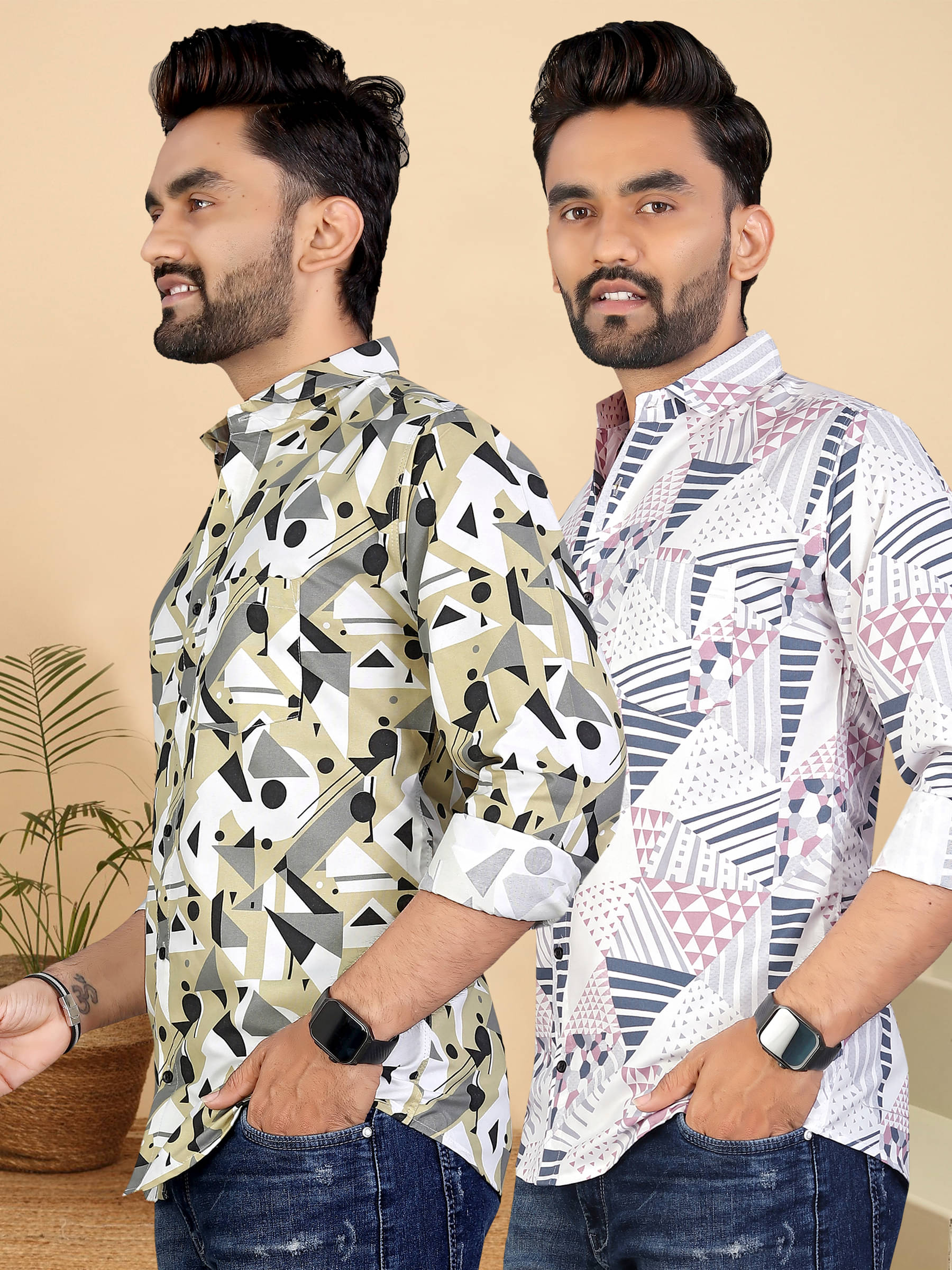     			ADWYN PETER 100% Cotton Regular Fit Printed Full Sleeves Men's Casual Shirt - Multicolor 9 ( Pack of 2 )