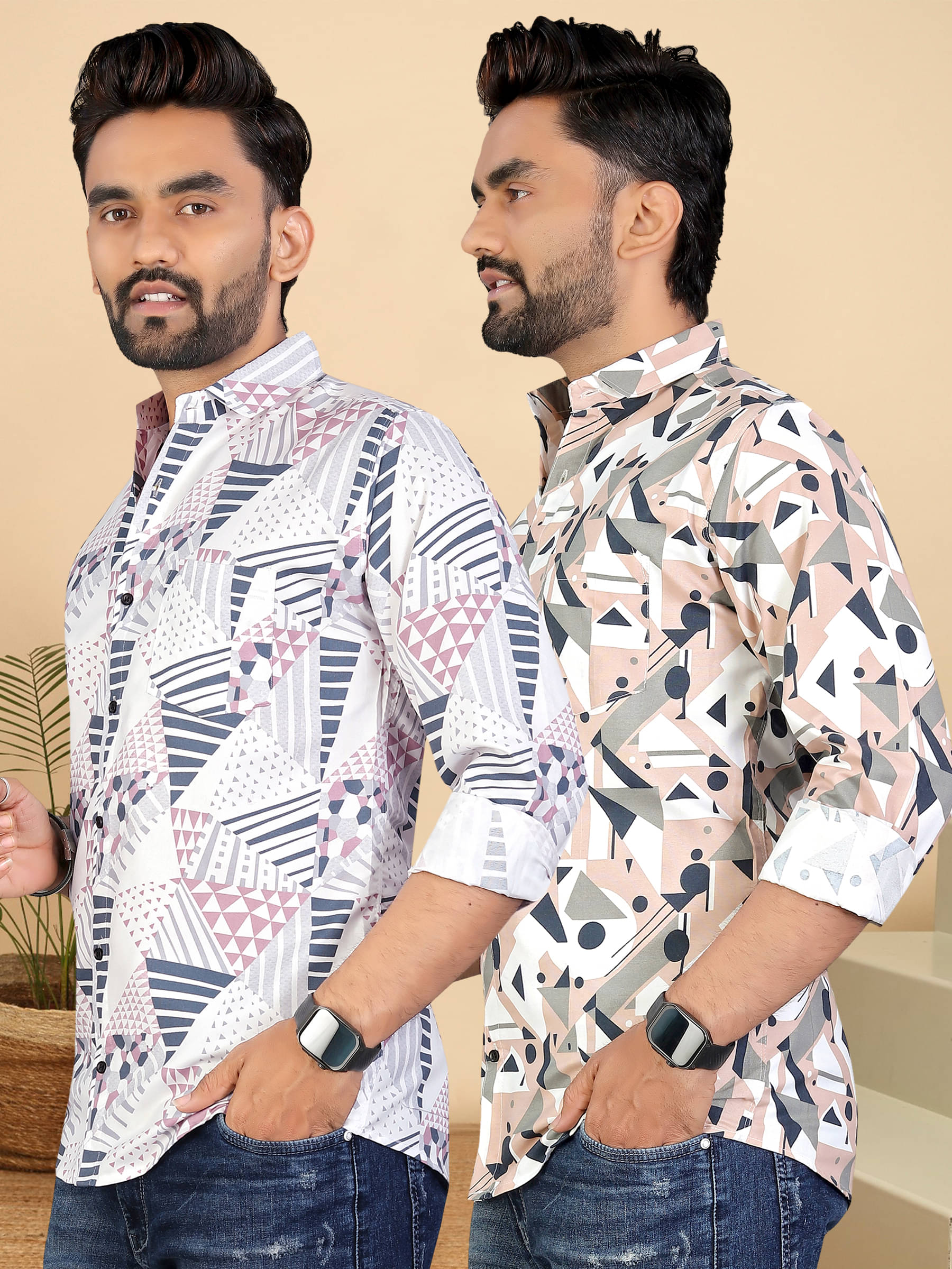     			ADWYN PETER 100% Cotton Regular Fit Printed Full Sleeves Men's Casual Shirt - Multicolor 12 ( Pack of 2 )