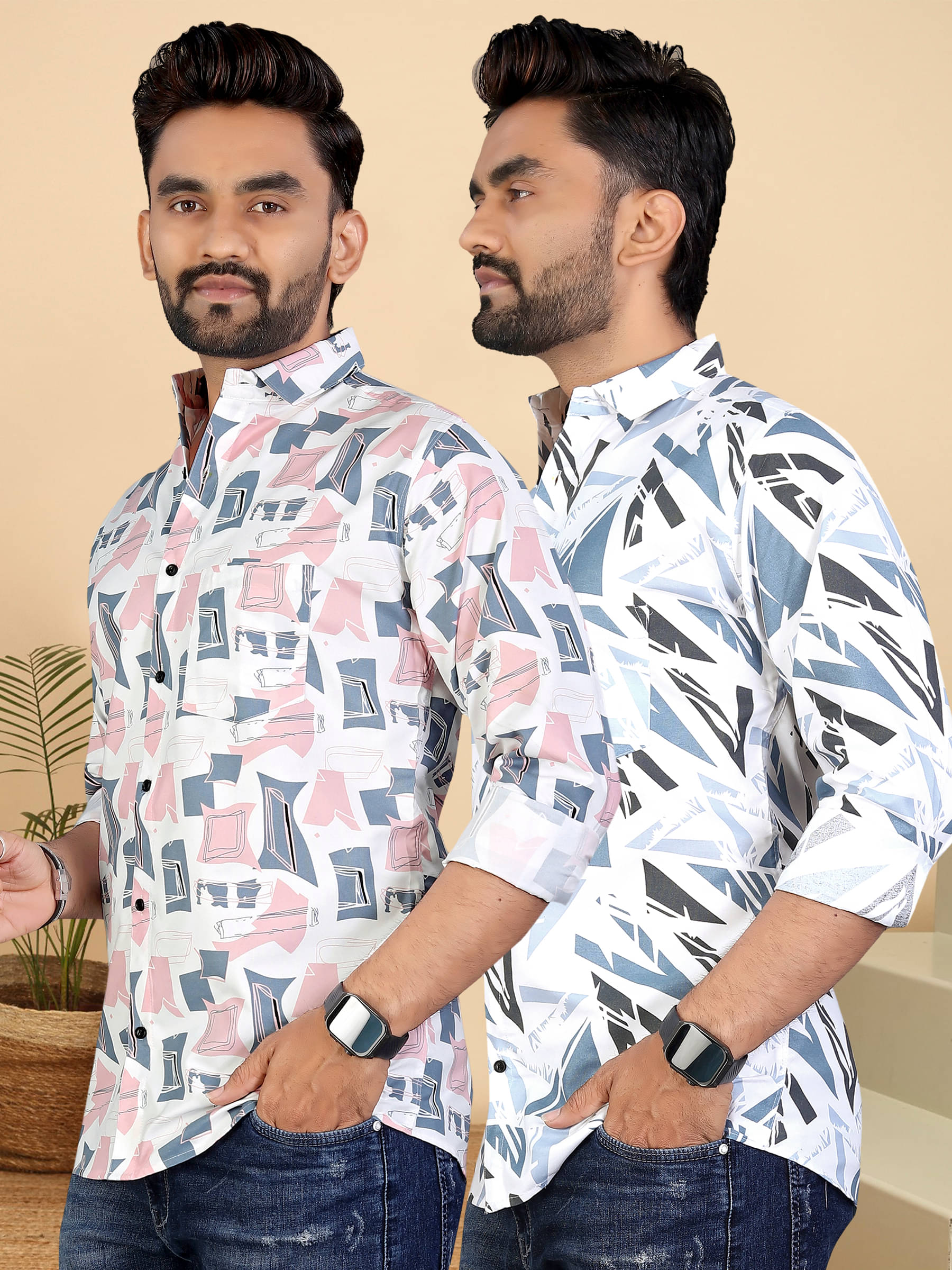     			ADWYN PETER 100% Cotton Regular Fit Printed Full Sleeves Men's Casual Shirt - Multicolor 14 ( Pack of 2 )