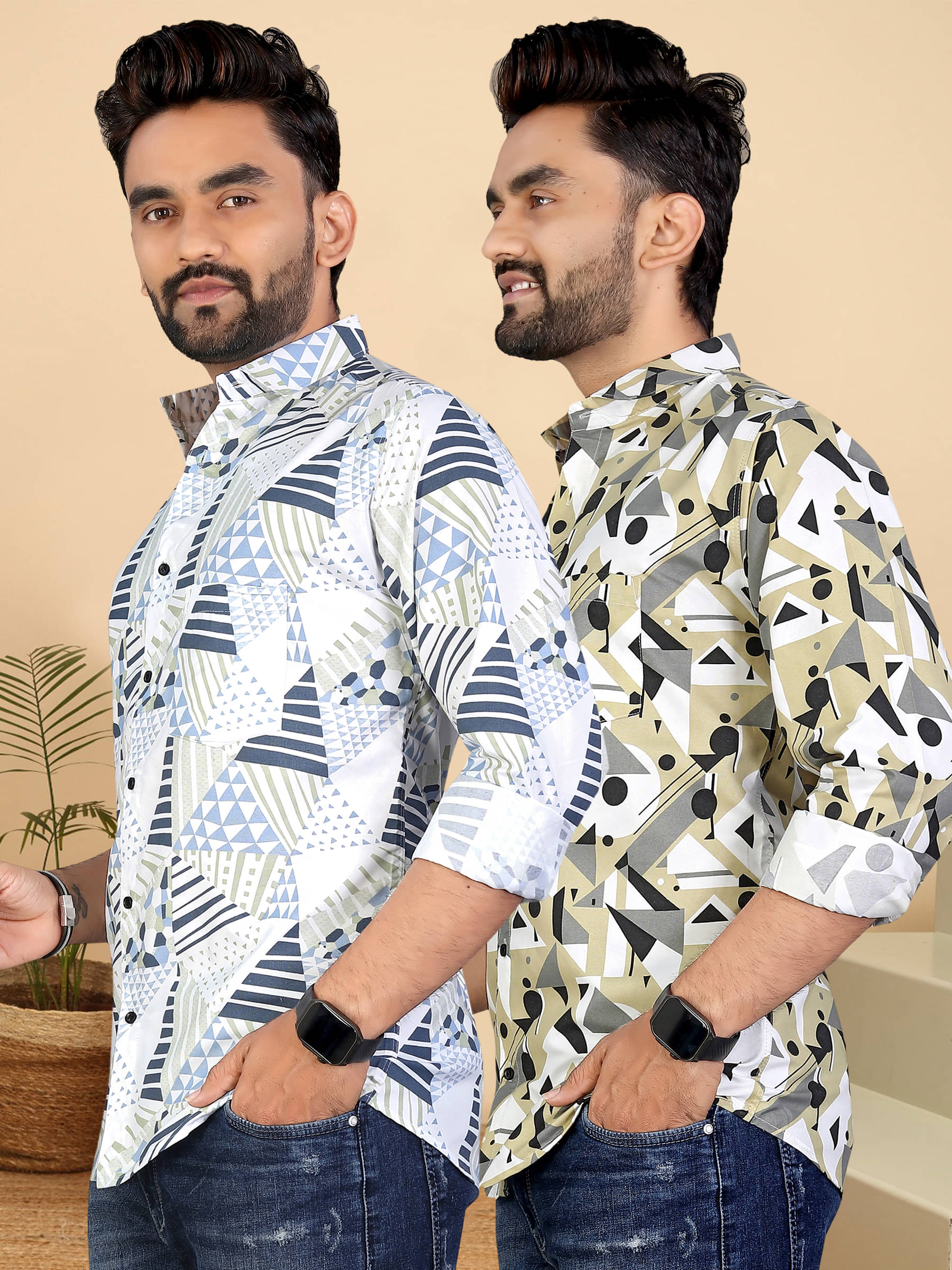     			ADWYN PETER 100% Cotton Regular Fit Printed Full Sleeves Men's Casual Shirt - Multicolor 4 ( Pack of 2 )