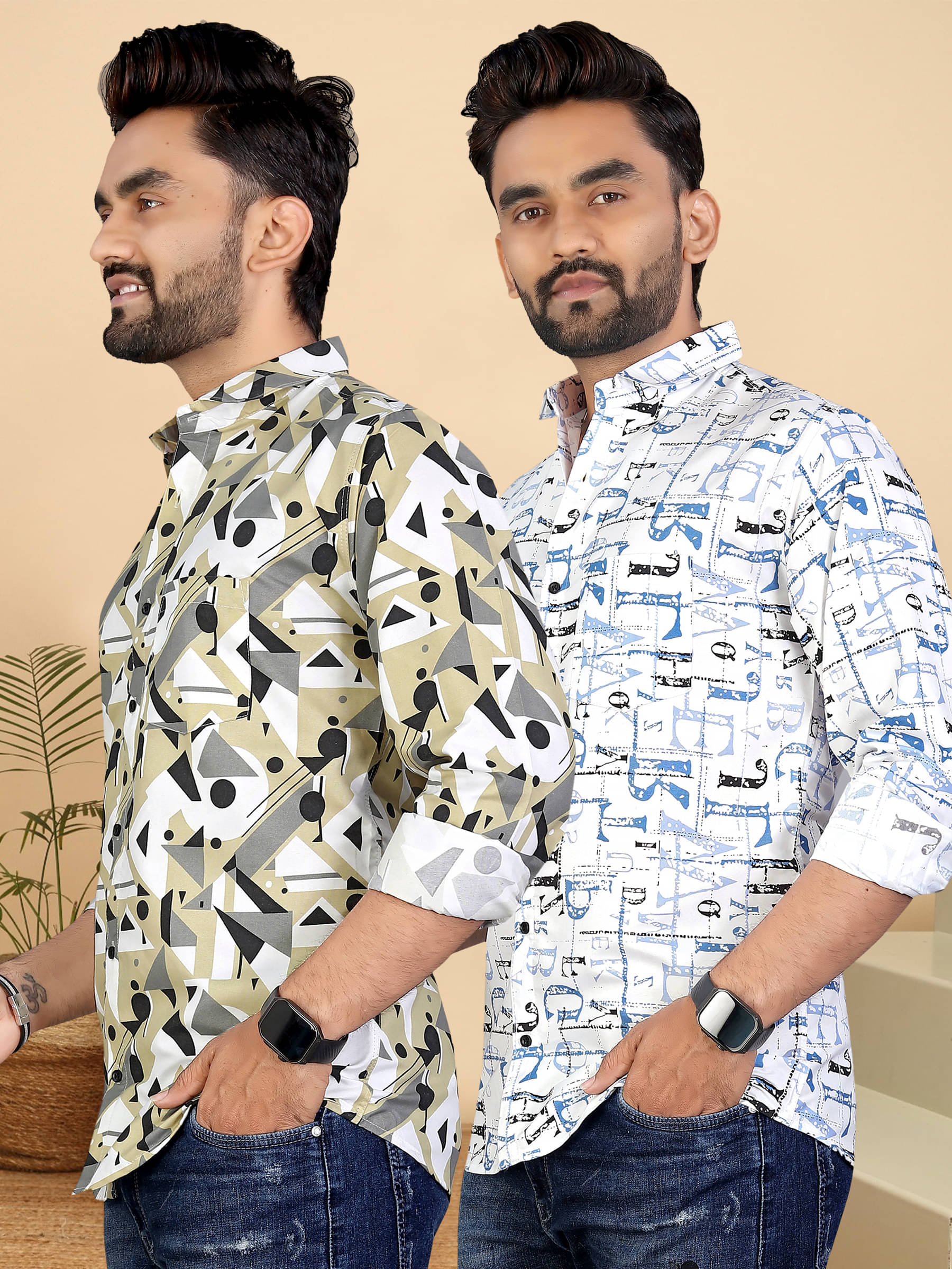     			ADWYN PETER 100% Cotton Regular Fit Printed Full Sleeves Men's Casual Shirt - Multicolor 6 ( Pack of 2 )