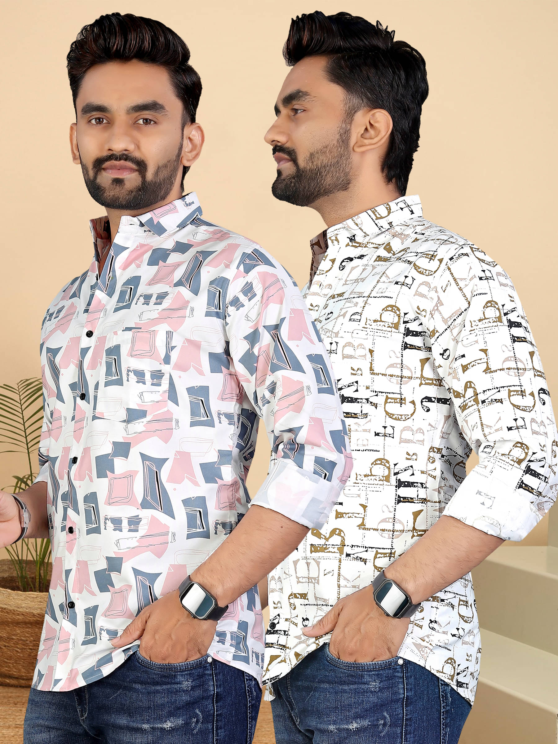     			ADWYN PETER 100% Cotton Regular Fit Printed Full Sleeves Men's Casual Shirt - Multicolor 8 ( Pack of 2 )