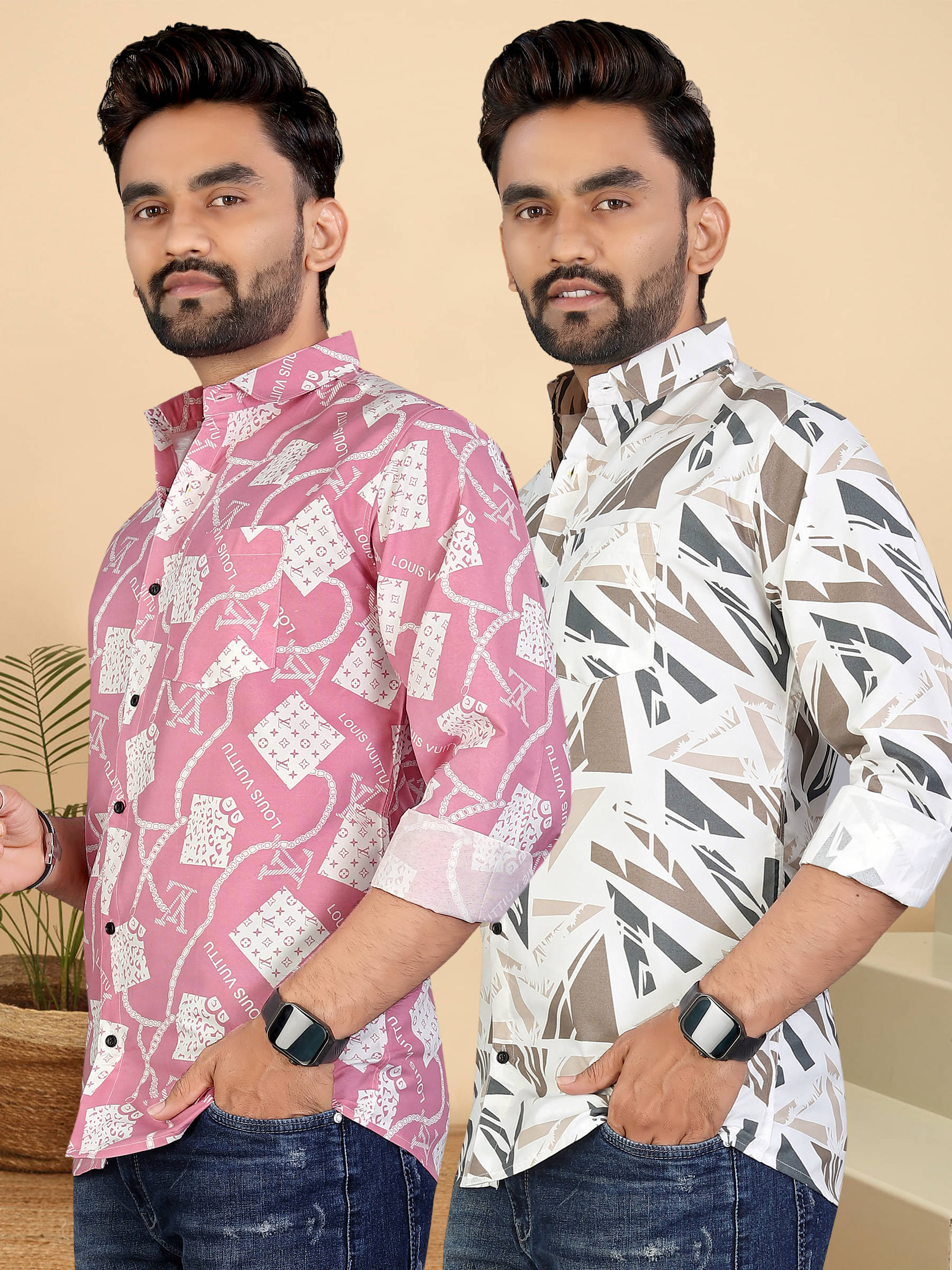     			ADWYN PETER 100% Cotton Regular Fit Printed Full Sleeves Men's Casual Shirt - Multicolor 5 ( Pack of 2 )