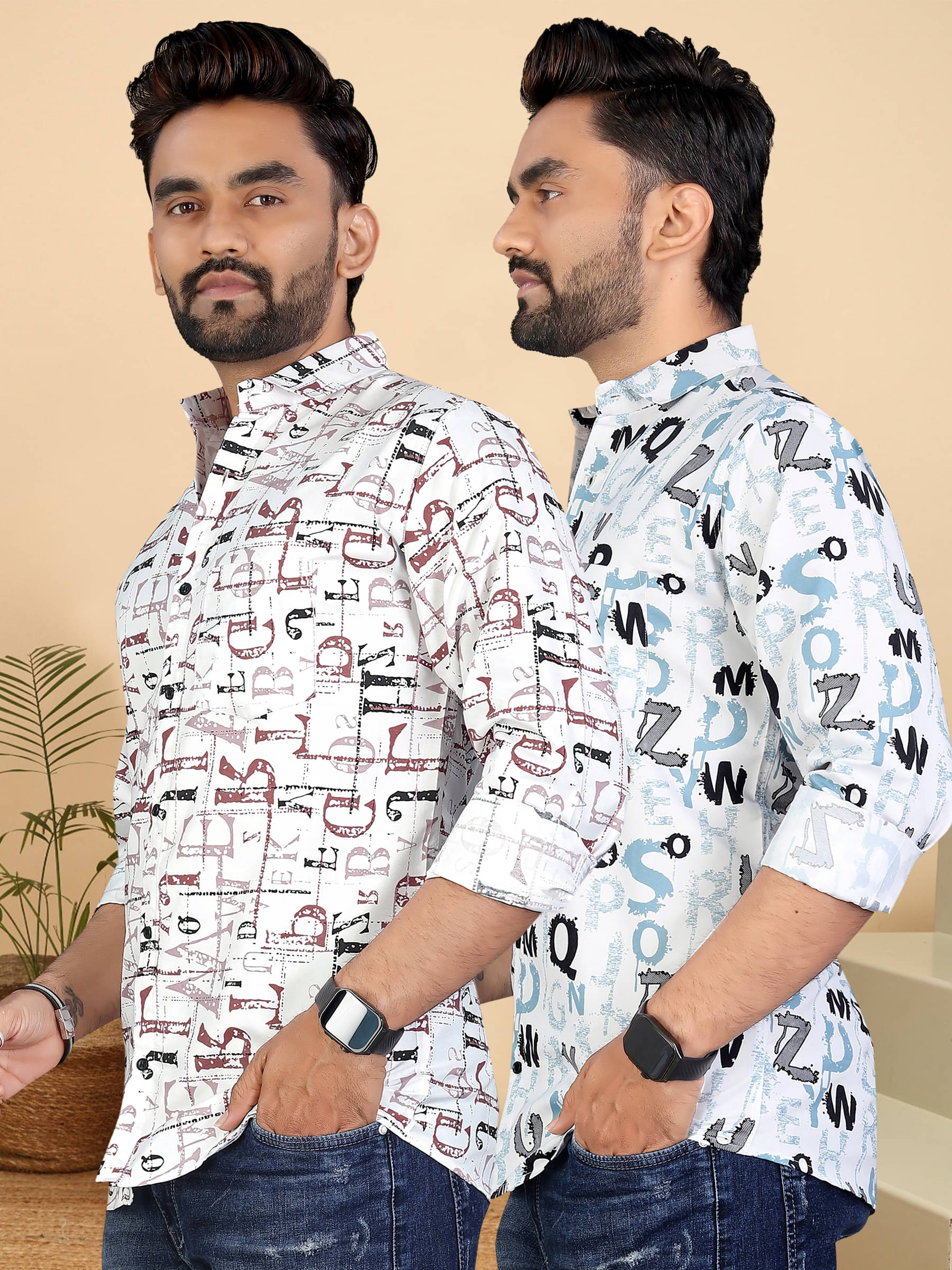     			ADWYN PETER 100% Cotton Regular Fit Printed Full Sleeves Men's Casual Shirt - Multicolor 5 ( Pack of 2 )