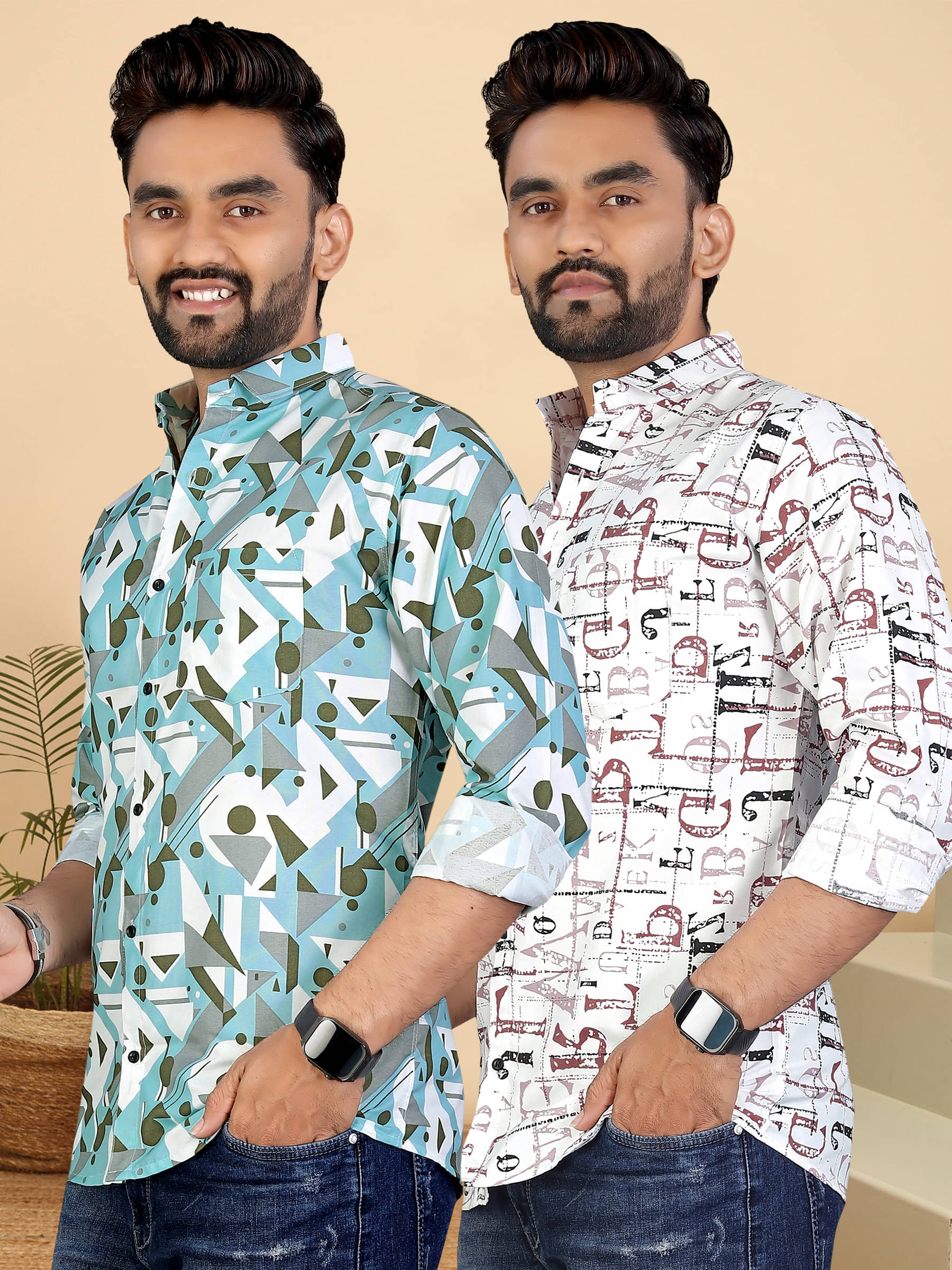     			ADWYN PETER 100% Cotton Regular Fit Printed Full Sleeves Men's Casual Shirt - Multicolor 12 ( Pack of 2 )